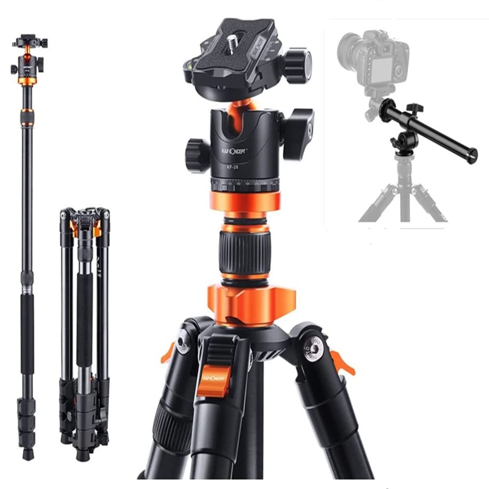 62 Inch Professional Camera Tripod with Adjustable Center Column - Heavy Duty Aluminum Tripod Stand for DSLR Cameras, Video Shooting, Photography & Vlogging