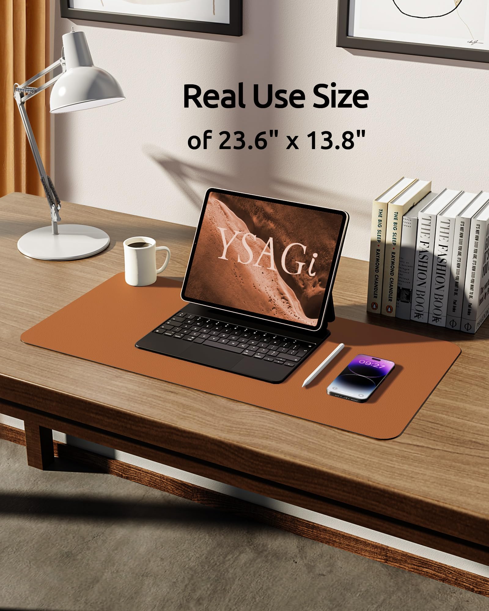 YSAGi Large Desk Pad Protector - Non-Slip PU Leather Waterproof Mouse Mat & Laptop Desk Blotter for Office, Home, Gaming (23.6