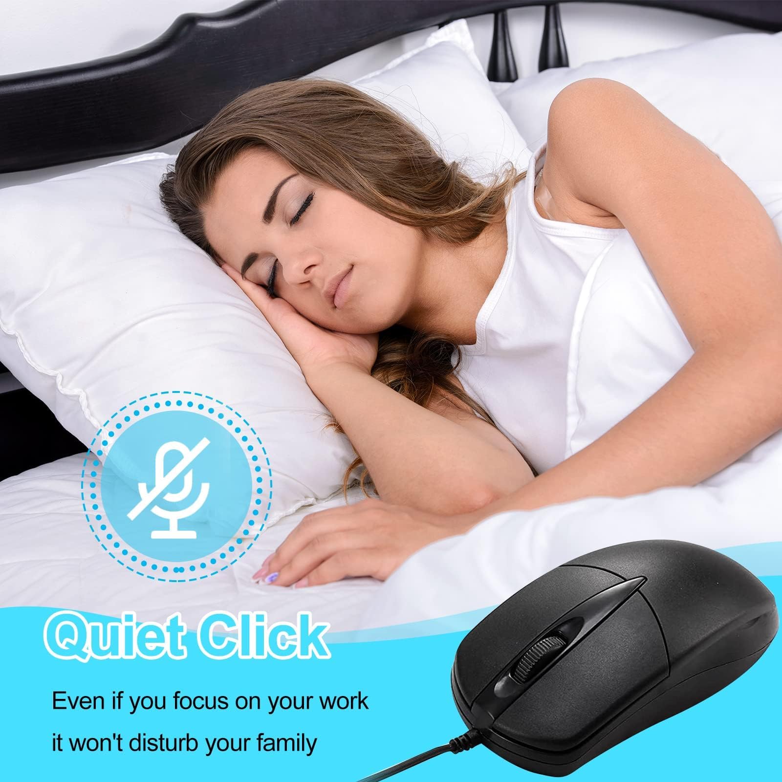 100 PCS Black Wired USB Computer Mouse Bulk - 1000 DPI 3-Button Corded Mouse for Home Office, Noiseless & Ergonomic Design - Perfect for Desktop PC, Laptop, Gaming & Business Use
