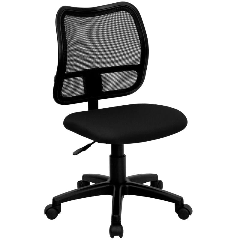 FLASH Mid Back Black Mesh Swivel Task Office Chair - Ergonomic Adjustable Height Computer Desk Chair for Home & Office Use - Perfect for Long Hours of Work or Gaming