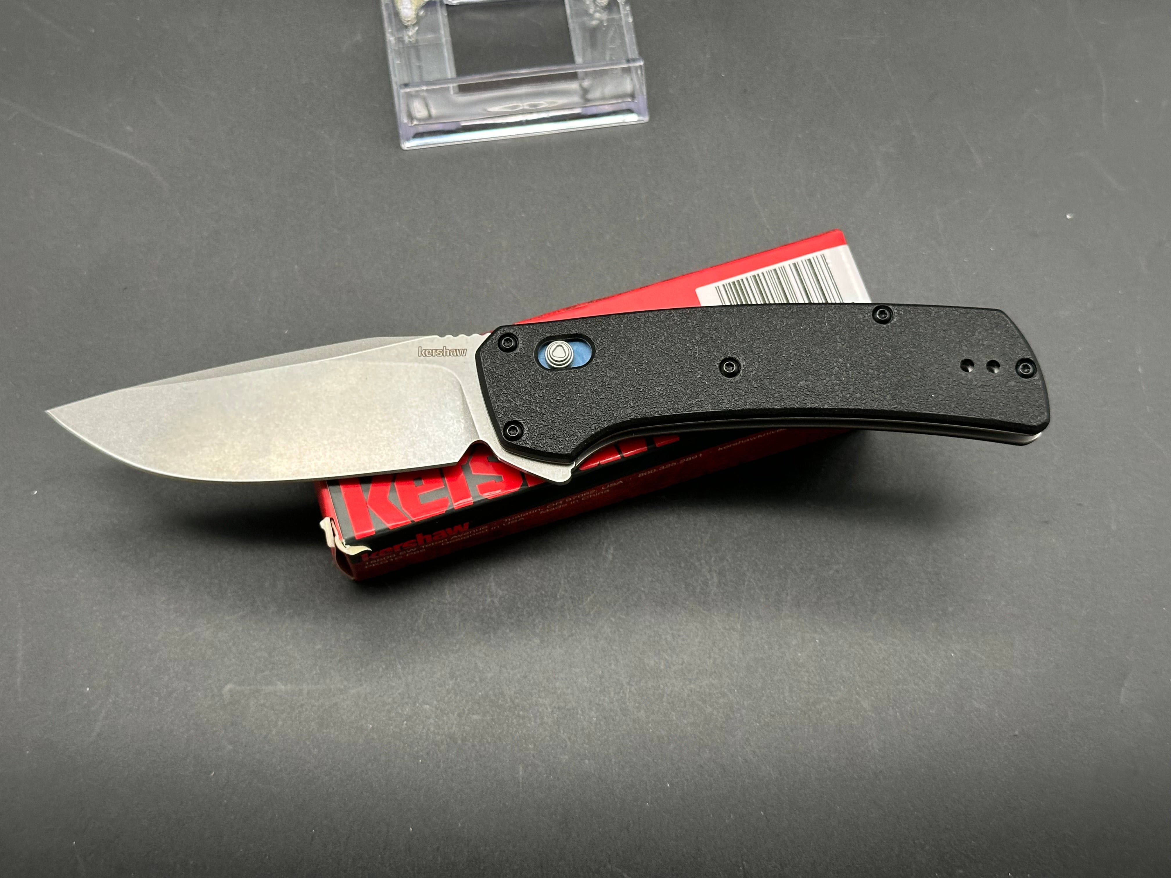 Kershaw Layup D2 Folding Knife - Stonewash Blade & Black GRN Handle - EDC Pocket Knife for Camping, Hiking, Survival and Everyday Carry