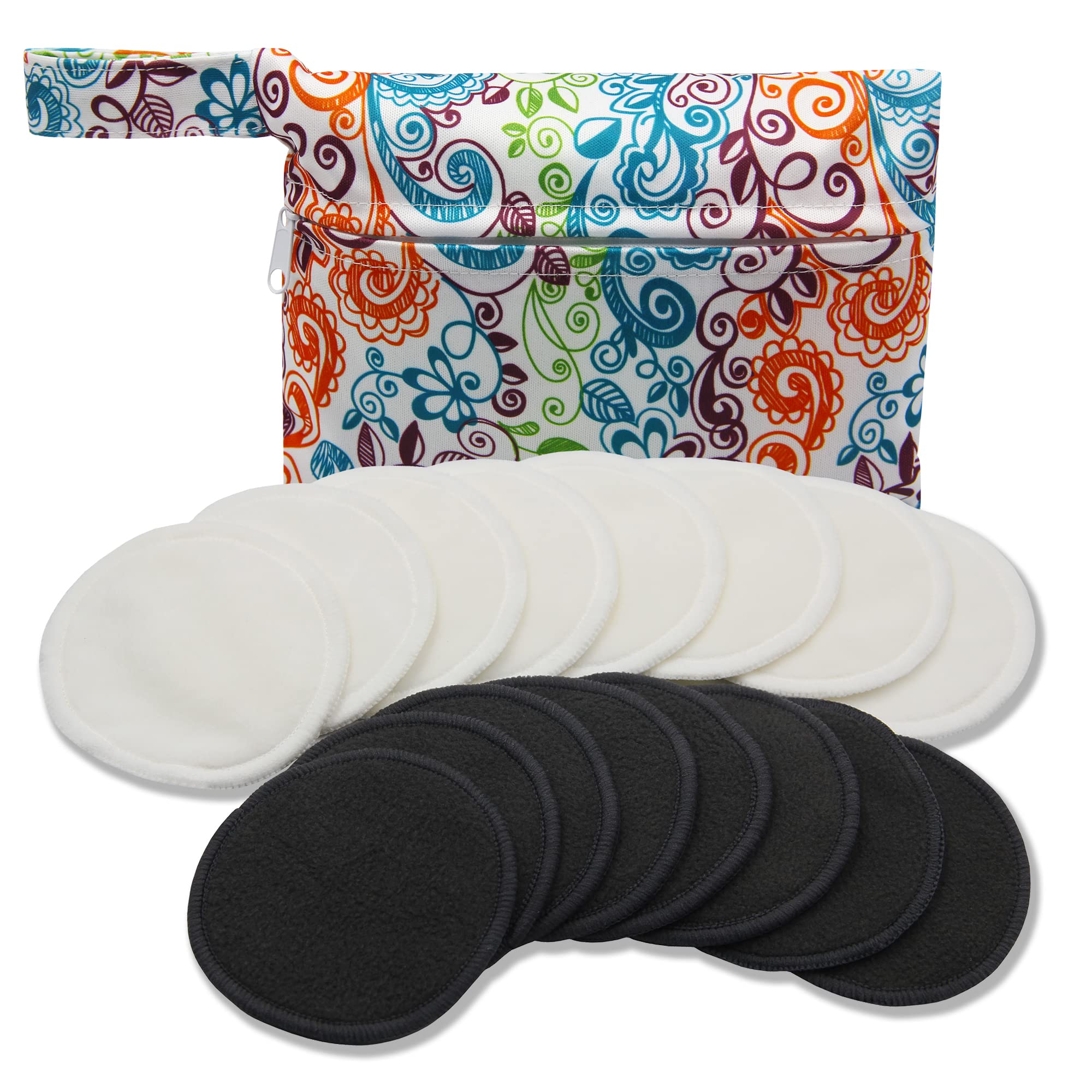 Organic Reusable Makeup Remover Pads - 16pcs Bamboo Cotton Rounds with Carry Bag & Laundry Bag | Eco-Friendly, Washable Face Wipes for All Skin Types | Perfect for Travel, Daily Skincare & Sustainable Beauty Routine