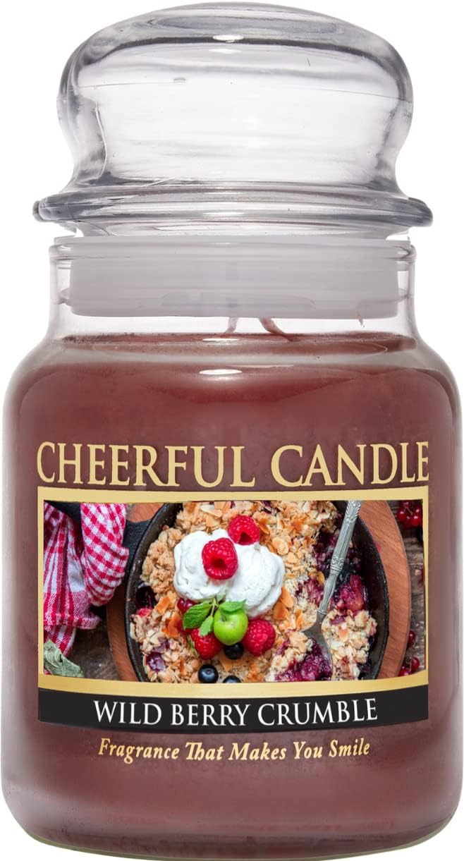 Wild Berry Crumble Scented Candle - 24oz Jar with 135 Hours Burn Time, Aromatic Soy Wax Candle for Home, Gifts for Women - Perfect for Relaxation, Romantic Dinners & Spa Nights