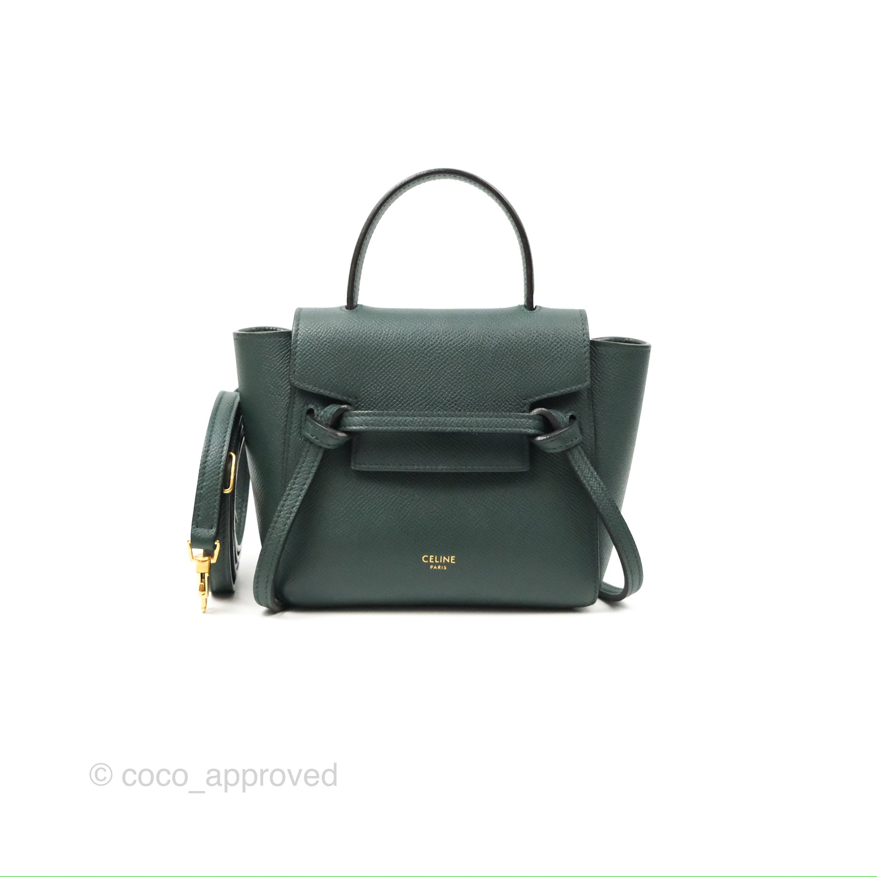 Celine Pico Belt Bag in Amazone Green Grained Calfskin with Gold Hardware - Perfect for Everyday Use, Travel & Fashion Accessories
