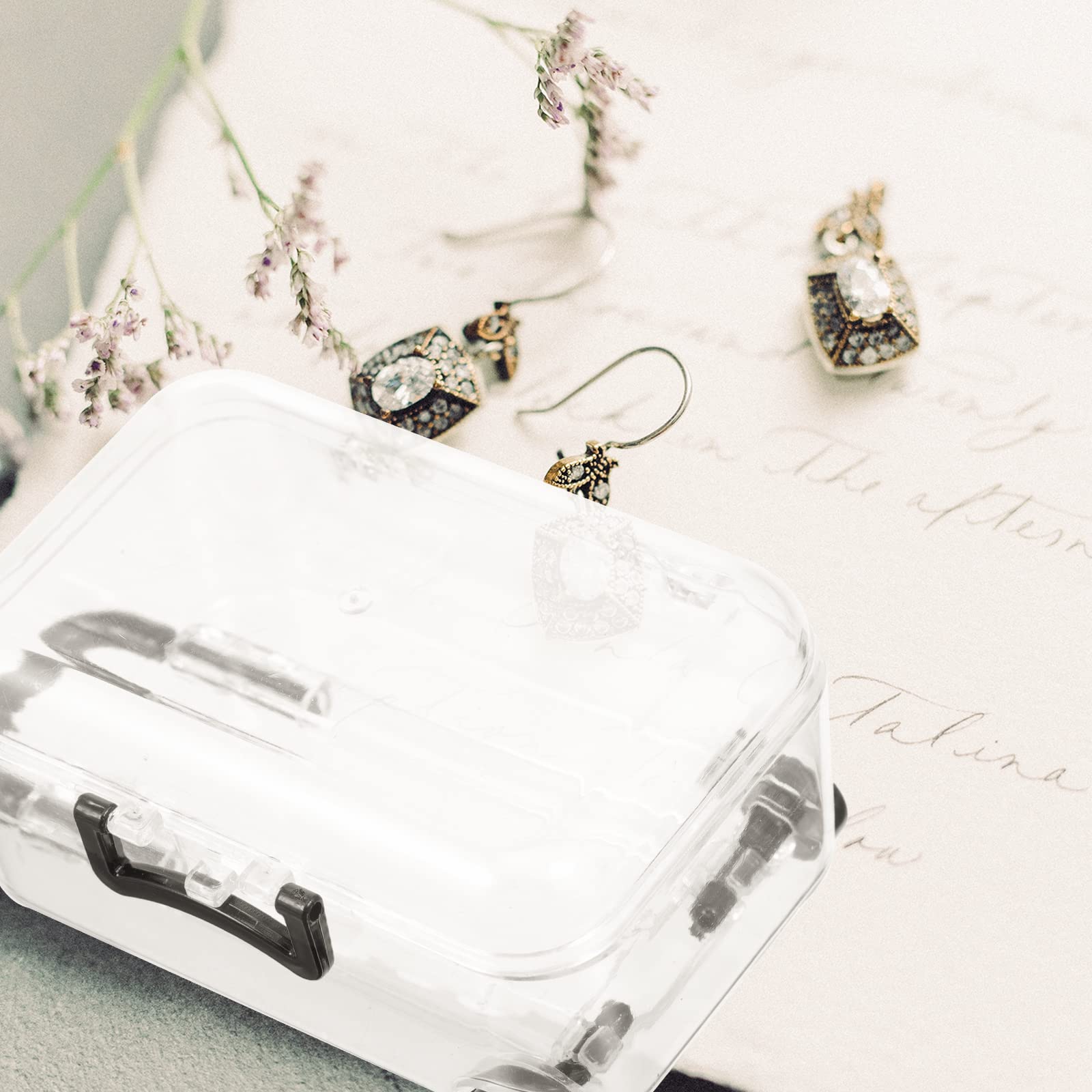BESPORTBLE 2-Pack Plastic Storage Box with Lid - Jewelry Organizer Case, Home Decorative Storage Container for Travel Luggage Accessories, Closet & Bathroom Organization