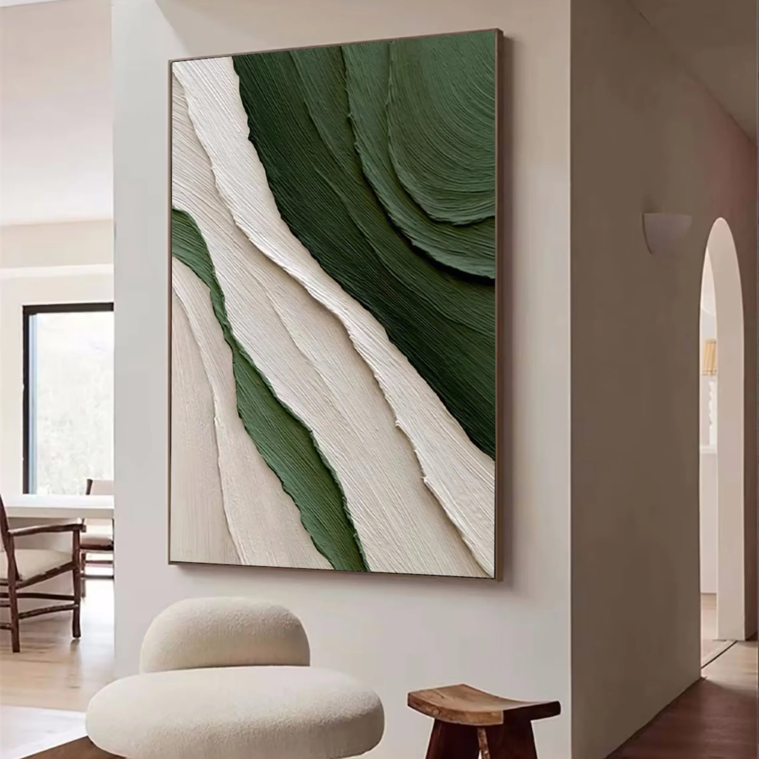 Blue & Green Abstract Wall Art Painting #BG043 - Modern Canvas Print for Living Room, Bedroom & Office Decor