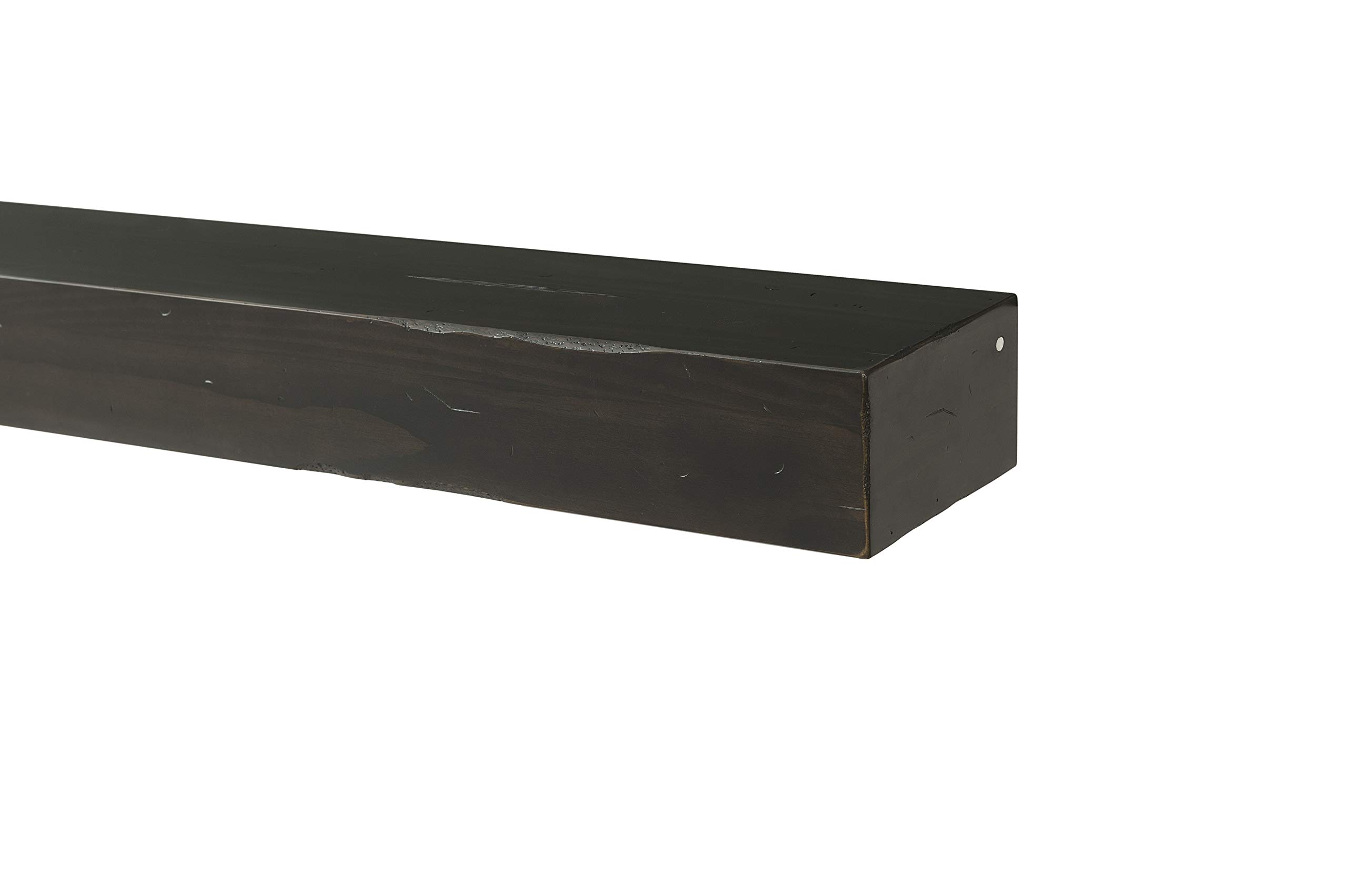 Pearl Mantels 412-72-20 The Shenandoah 72-Inch Wooden Shelf/Mantel - Espresso Rustic Distressed Finish - Perfect for Fireplace Mantel Decor, Living Room, Bedroom & Farmhouse Style Home Decor