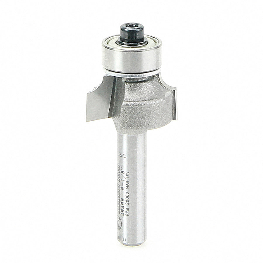 Amana Tool 49496 Corner Rounding Router Bit with 1/8 Radius & 1/4 Shank - Perfect for Woodworking, Cabinet Making, and DIY Furniture Projects