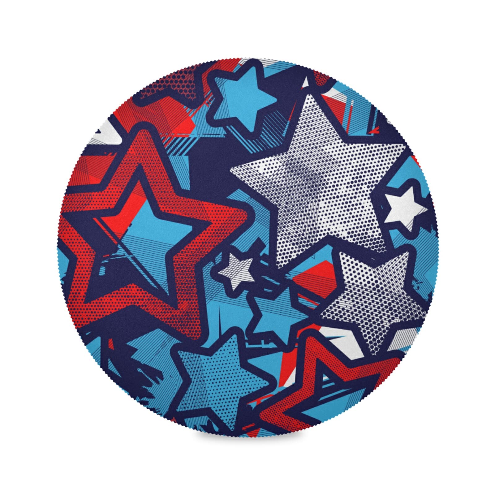 4-Pack Non-Slip Washable Heat Resistant Round Placemats - American Flag Patriotic Design for Kitchen & Dining Table Decor | Perfect for 4th of July, Memorial Day, and Everyday Home Use