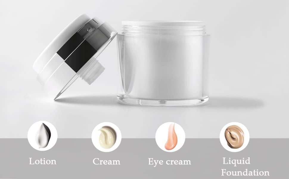 SNNP Airless Pump Jars - Refillable Acrylic Cosmetic Containers with Lids for Face Cream, Lotion & Skincare | Travel-Friendly Moisturizer Dispenser for Thick Creams | Perfect for Home, Salon & On-The-Go Use