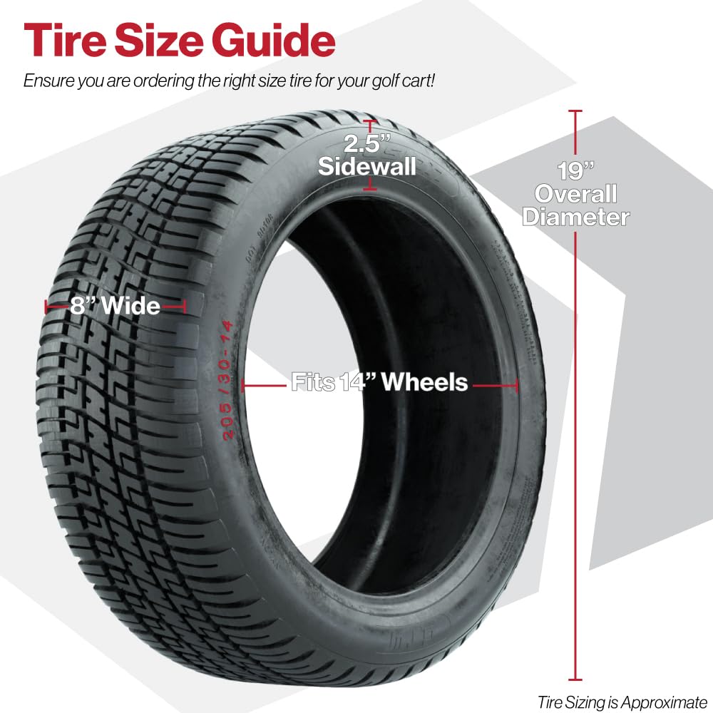 GTW Fusion 19 Inch Golf Cart Street Tires - 205/30-14 Size with Universal Fit for 14 Inch Wheels (Lift Kit Required) - Perfect for Neighborhood Cruising, Campgrounds & Golf Course Use
