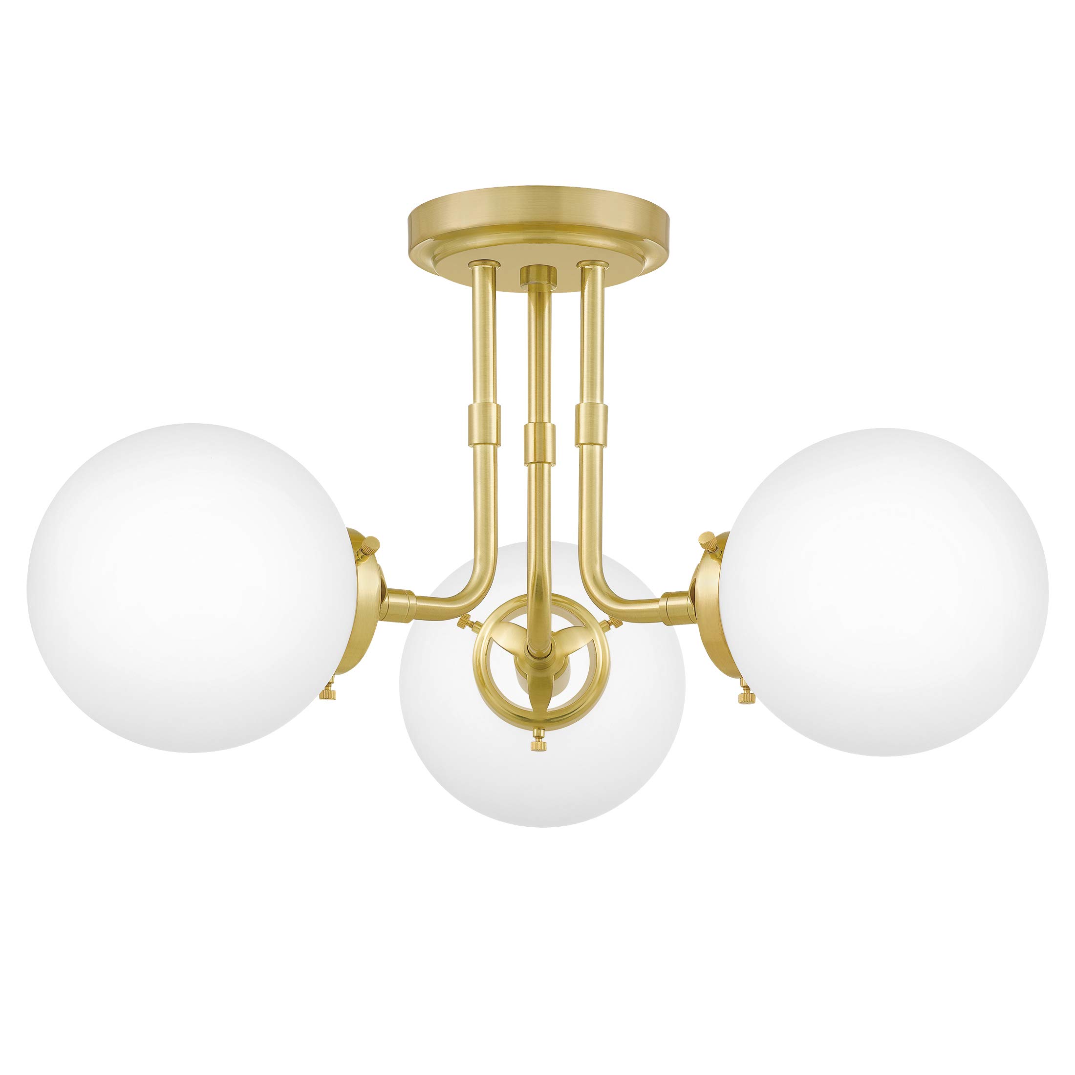 Quoizel Landry 3-Light Semi-Flush Mount Ceiling Fixture in Satin Brass - Modern Lighting for Bedroom, Hallway & Entryway
