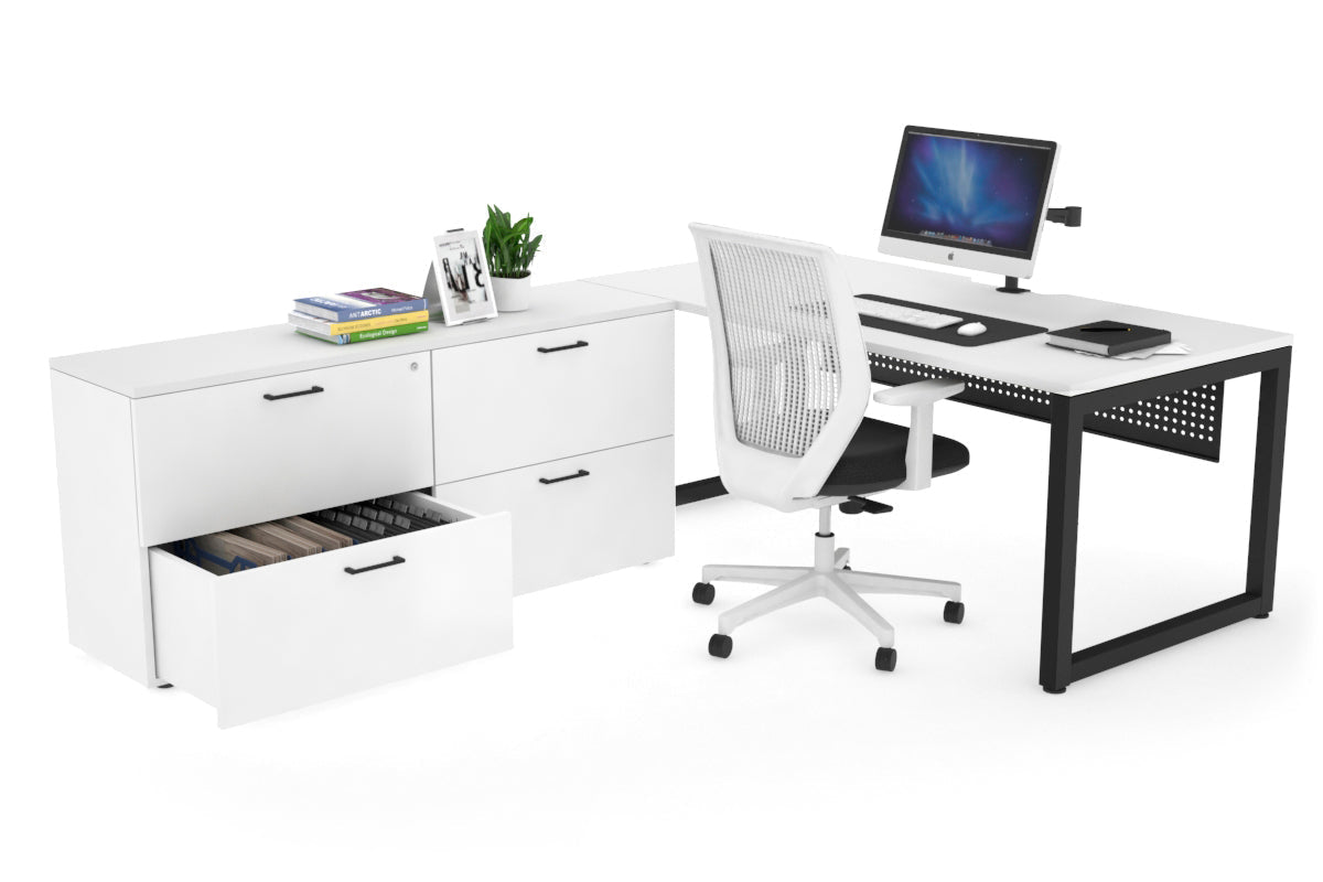 Quadro Loop Executive Office Chair - Black Frame with Cable Scallop [1600L x 800W] - Perfect for Home Office, Conference Rooms & Executive Workspaces
