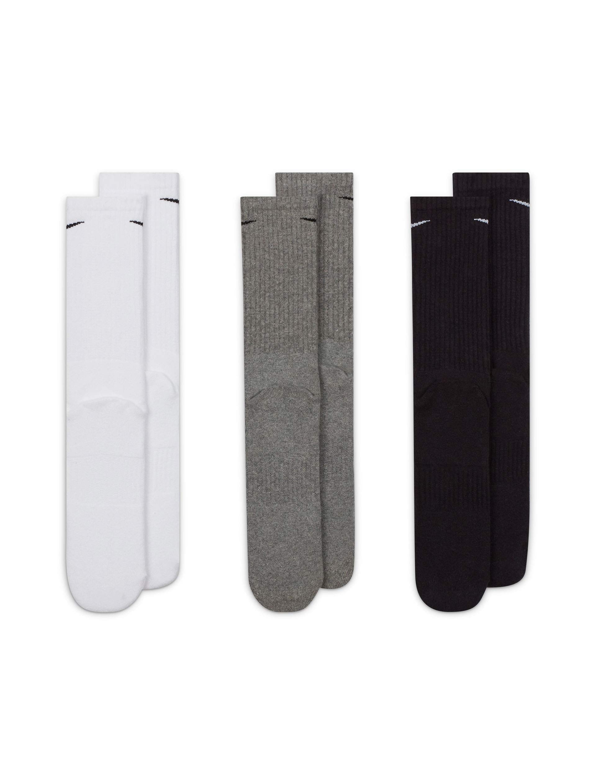 Breathable Cushioned Training Crew Socks 3-Pack - White Grey Black for Men & Women - Perfect for Running, Gym Workouts & Everyday Comfort