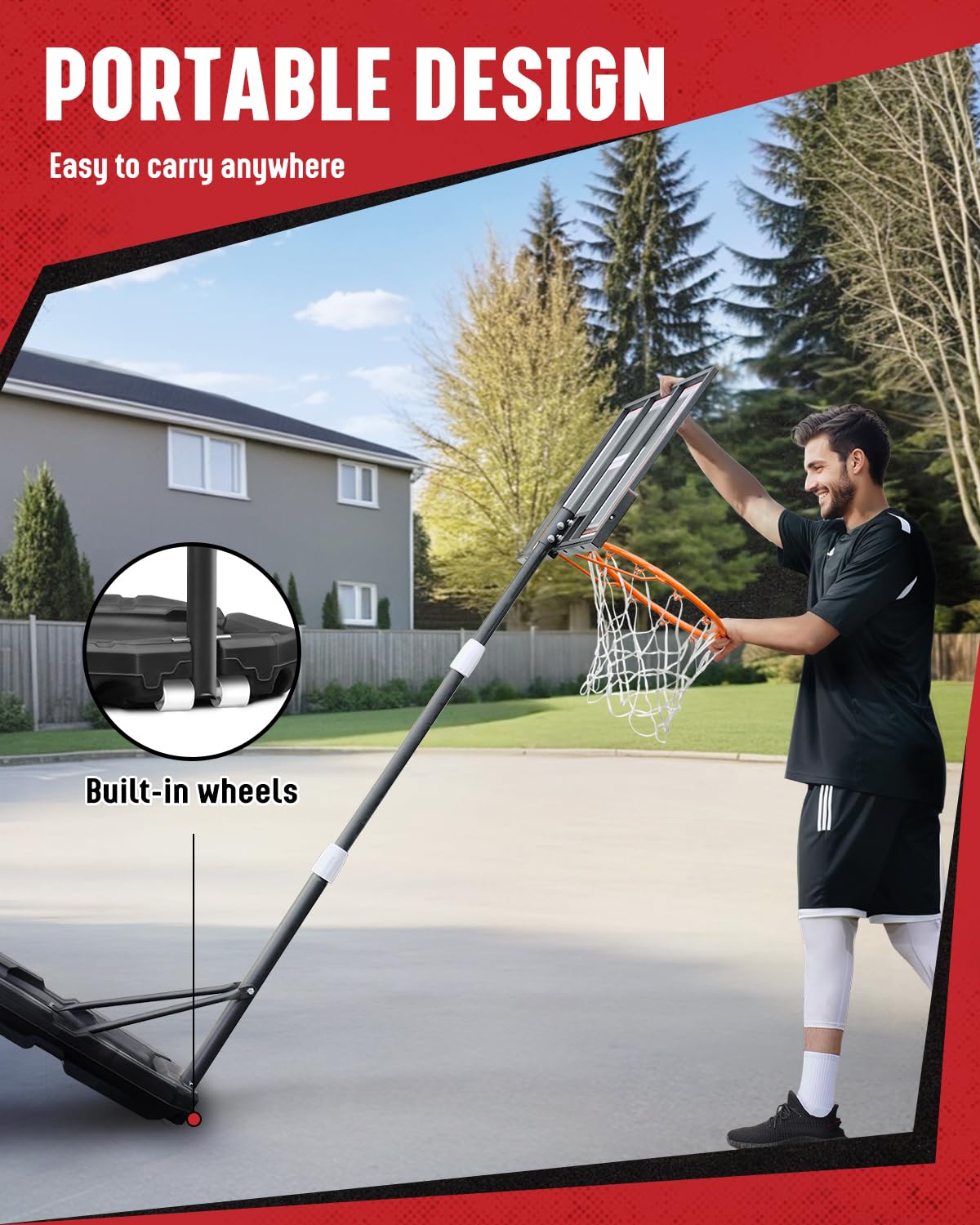 Seray Adjustable Kids Basketball Hoop 3.2-7.2ft - Portable Basketball Goal System for Children, Teens & Youth with 29