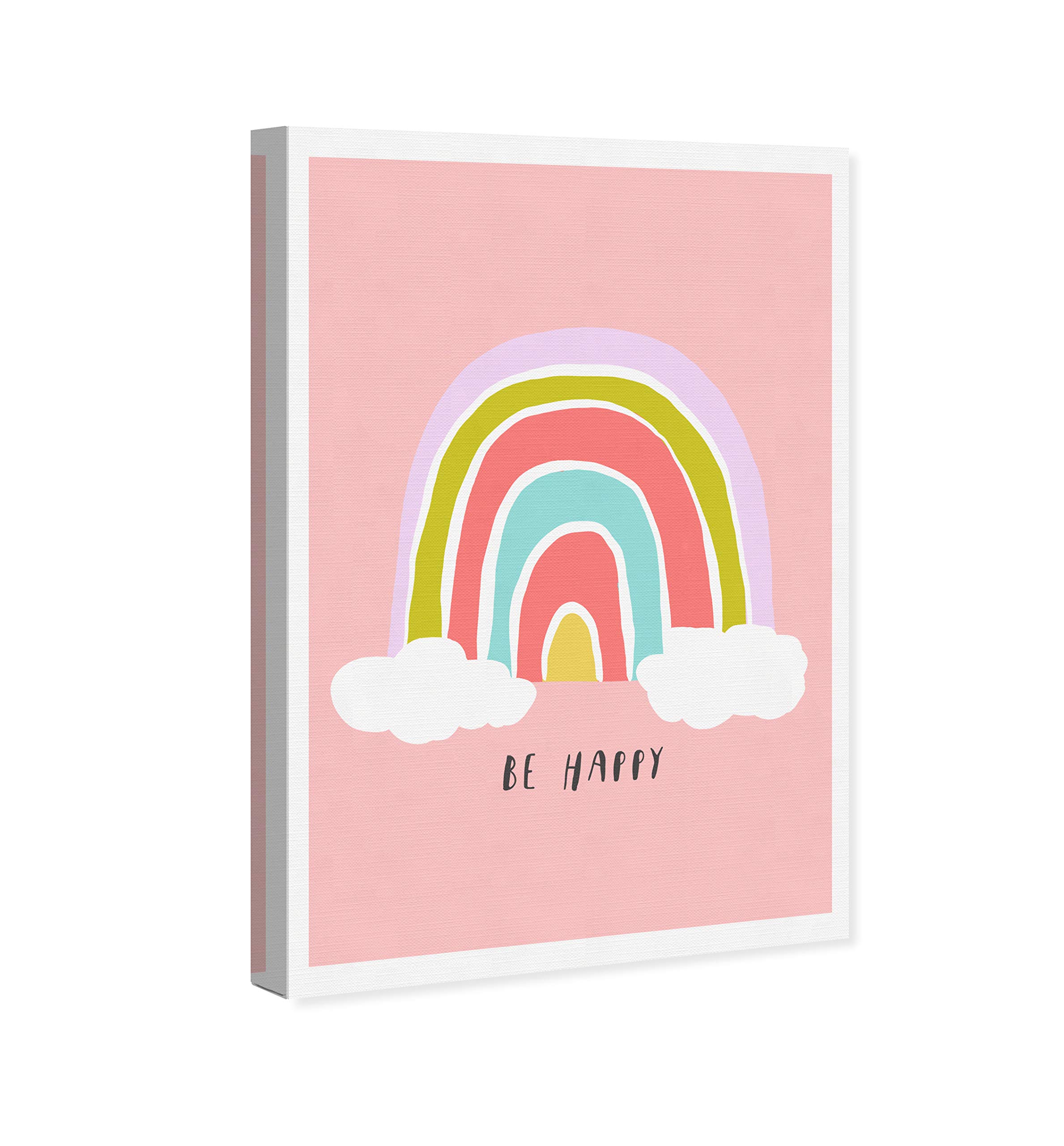 Oliver Gal Artist Co. 'Be Happy Rainbow' Typography Wall Art Canvas Print - 30
