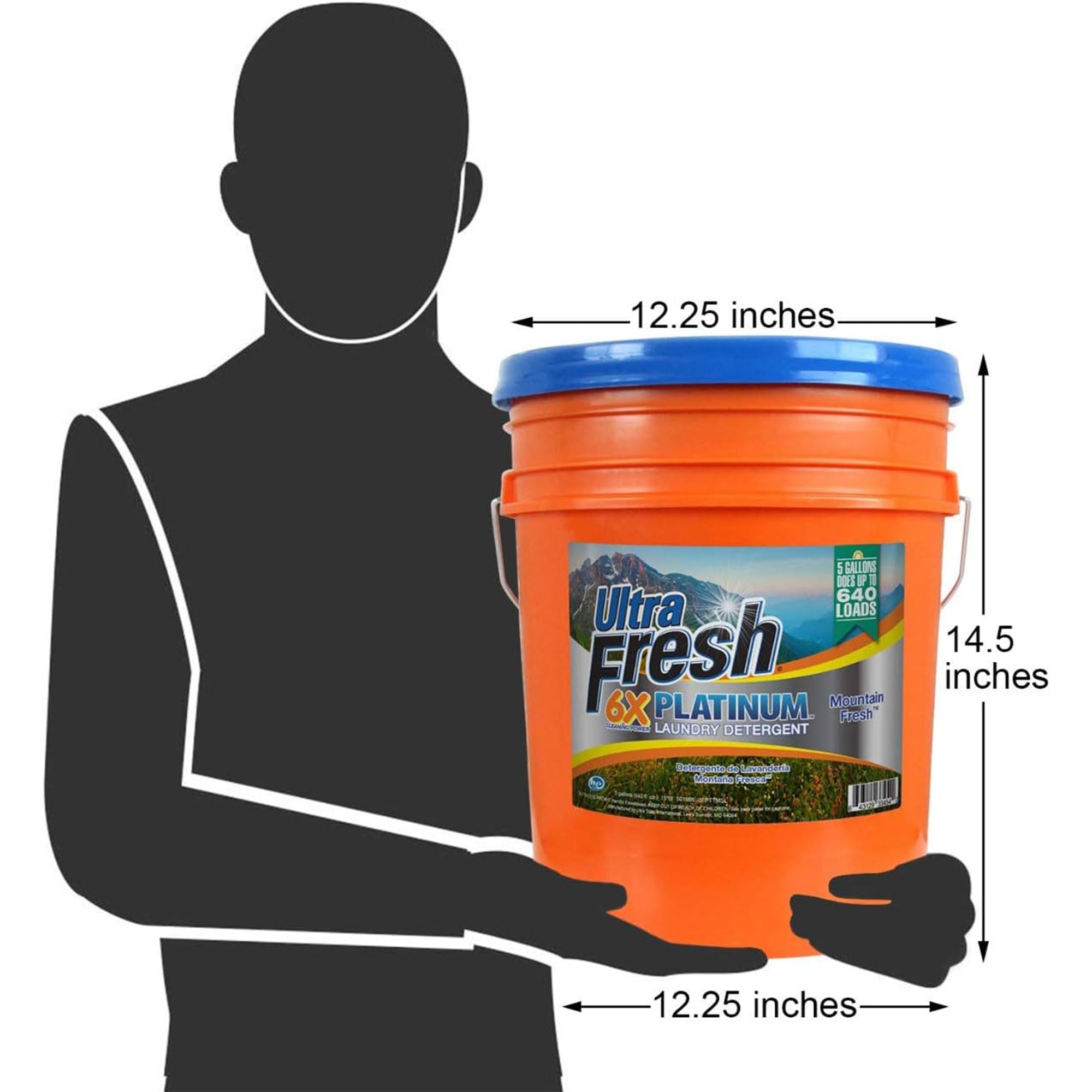 6X Platinum 5 Gallon Laundry Detergent Liquid for All Washing Machines - Heavy Duty Easy Dispensing Pump - 640 Loads Capacity - Mountain Fresh Scent (4 Pack) - Perfect for Large Families, Laundromats & Commercial Use