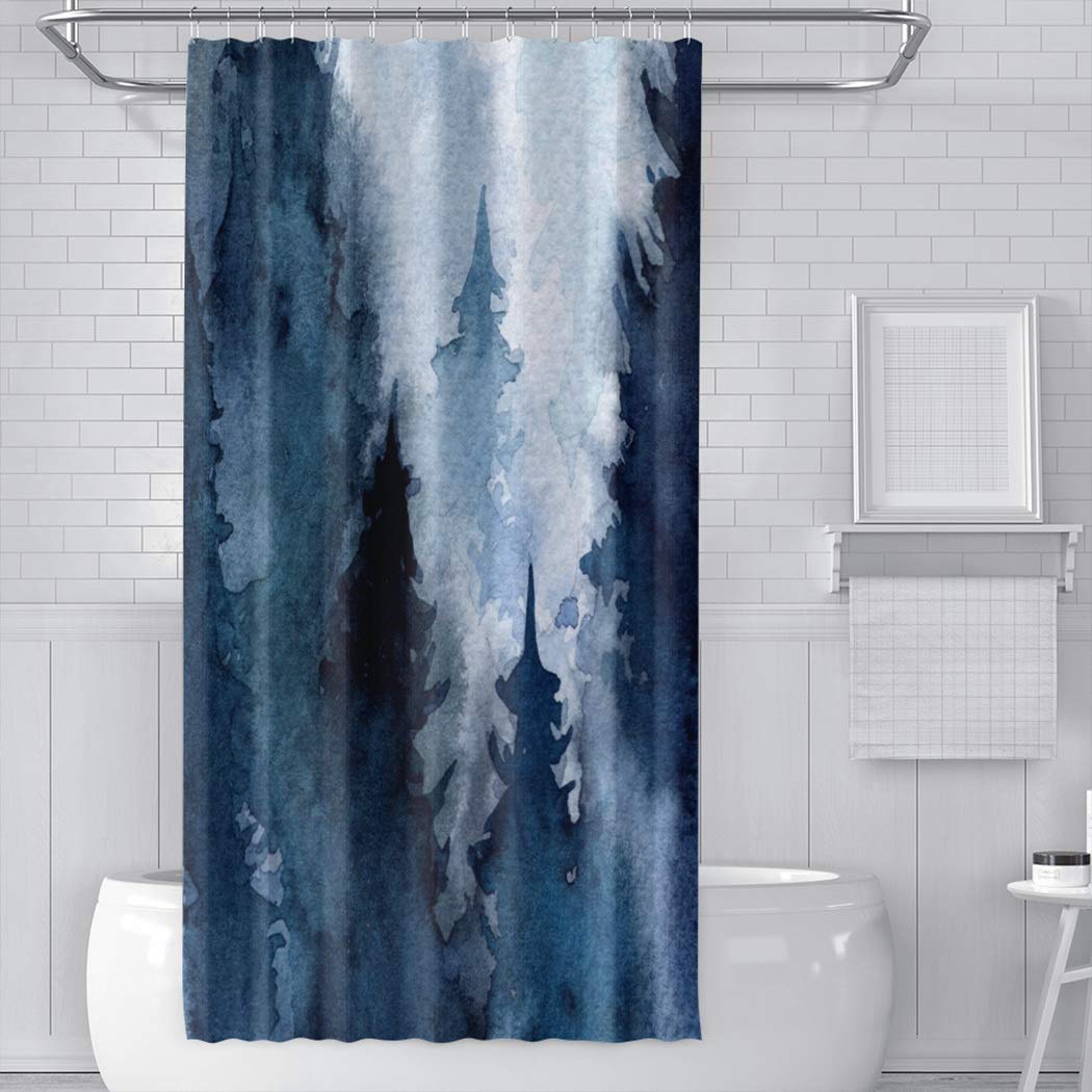 Forest in The Fog Shower Curtain - Autumn Winter Home Decor Bathroom Accessories, 36x72 Inch Waterproof Fabric for Bath & Shower Stall - Perfect for Cozy Cabin, Rustic or Nature-Themed Bathrooms