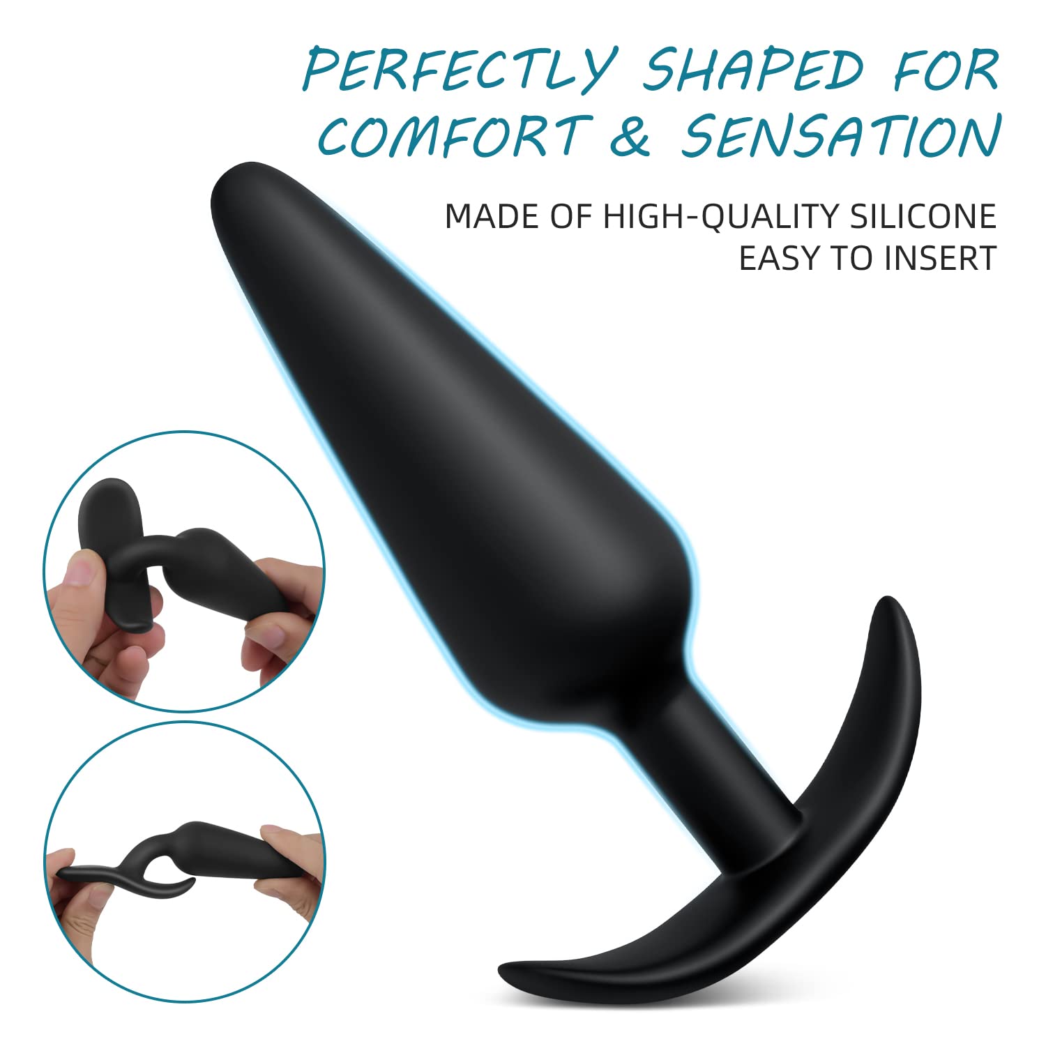 Premium Silicone Anal Plug Set - 3 Sizes for Beginners & Advanced Users, Safe Flared Base, Prostate Massager for Men & Women - Perfect for Solo Play & Couples Intimacy