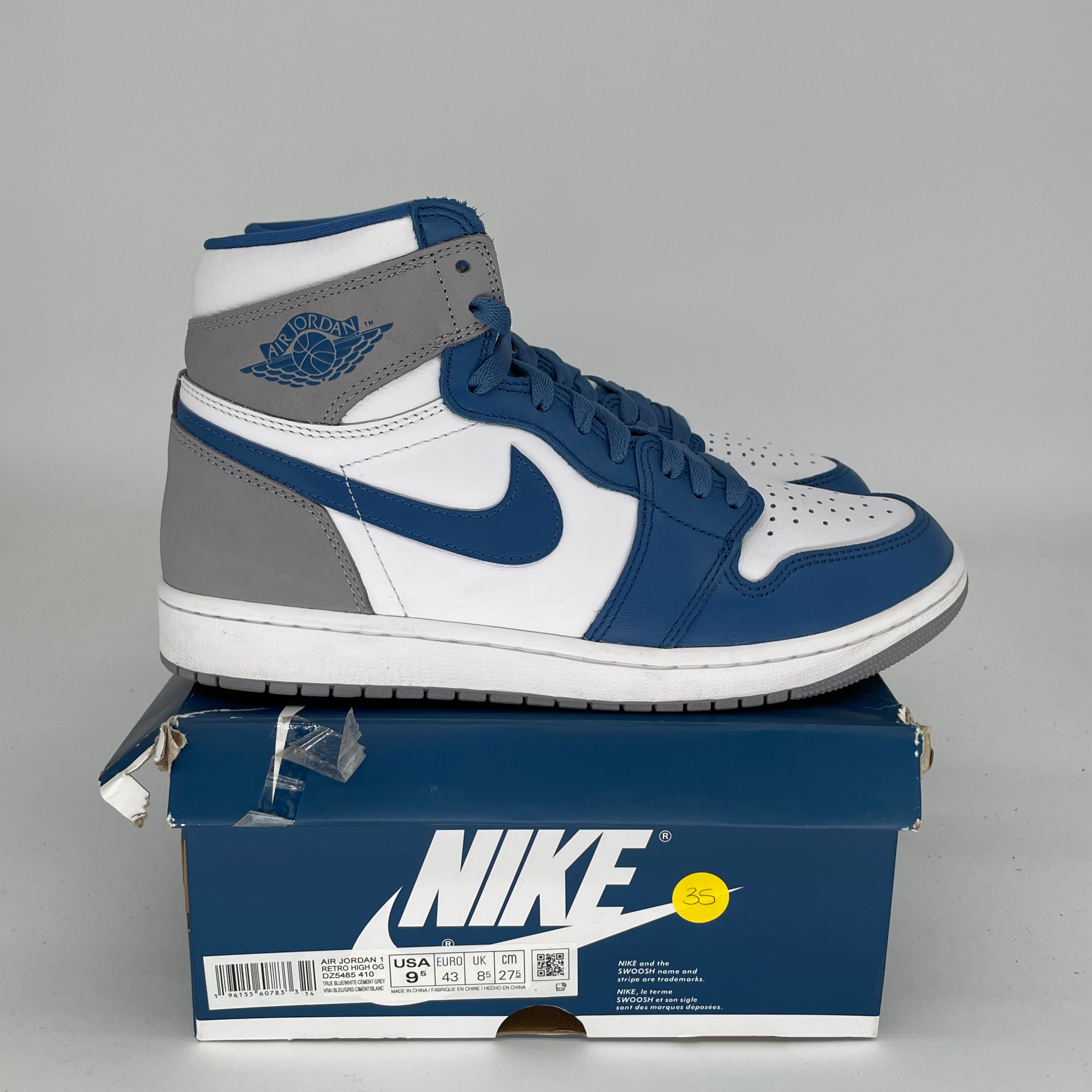 AIR JORDAN 1 TRUE BLUE Retro High OG Basketball Shoes - Men's Size 9.5 (DZ5485-410) - Authentic Sneakers for Streetwear, Sports & Casual Fashion
