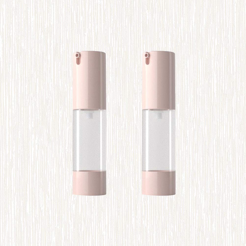 2-Pack Pink Airless Pump Bottles - Leak-Proof Travel Spray Bottles for Toiletries, Cosmetics & Lotion | Portable Dispenser for Skincare, Haircare & Makeup | Perfect for Home, Travel & Salon Use