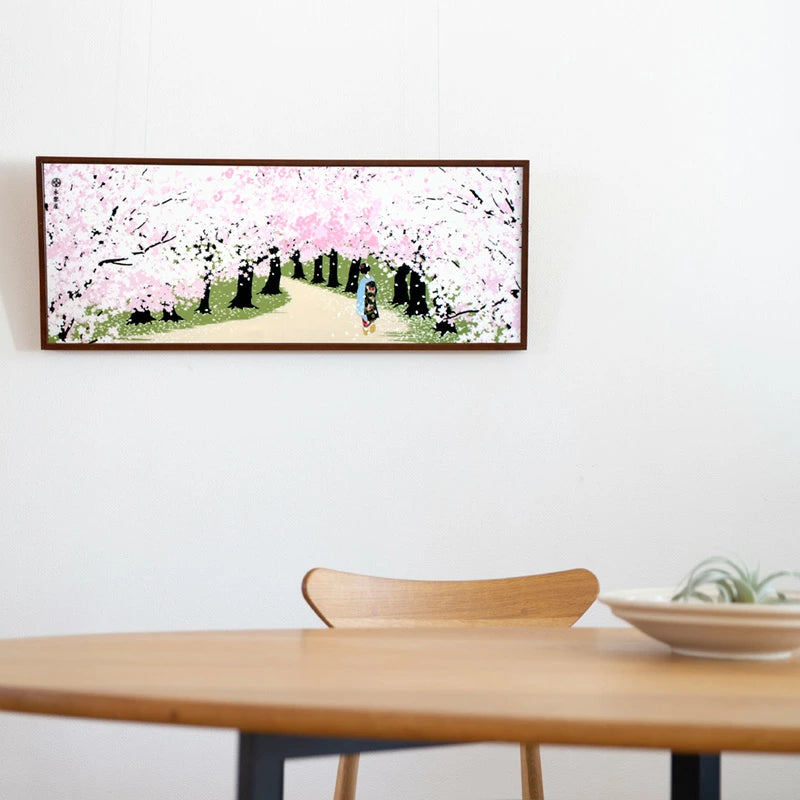 Premium Kyo Yuzen Dyed Tenugui Towel - Japanese Hand Towel with Cherry Blossom & Maiko Design | Authentic Kyoto Craftsmanship | Perfect for Home Decor, Gift & Cultural Experience