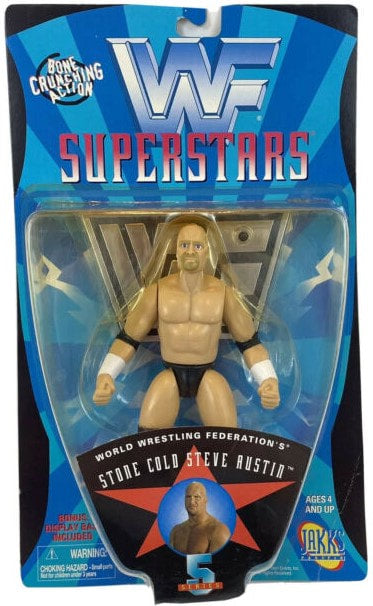 1997 WWF Jakks Pacific Superstars Series 5 Stone Cold Steve Austin Wrestling Action Figure - Collectible Vintage Toy for WWF Fans & Wrestling Memorabilia Collectors - Perfect for Display, Gifts, and Nostalgic Play