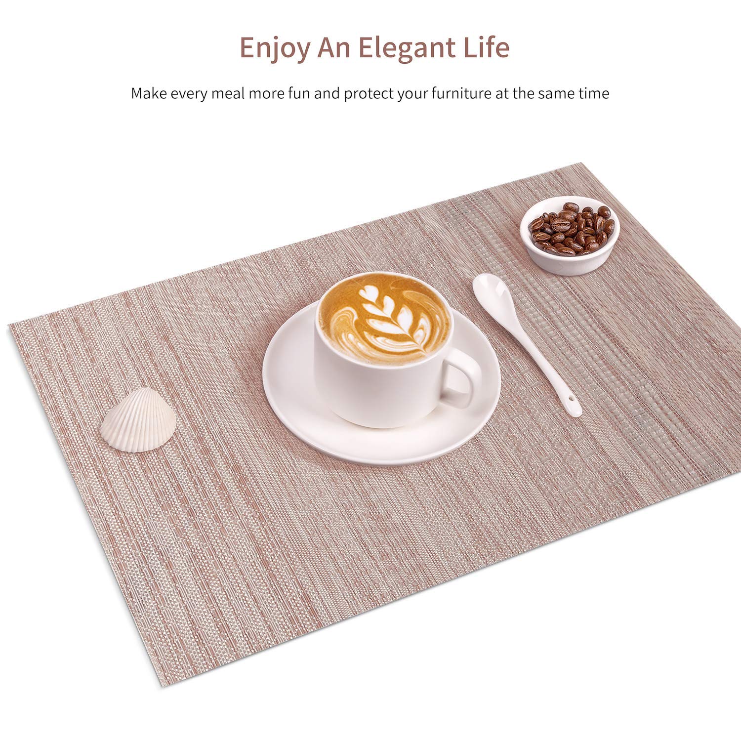 Premium SENDAY Placemats Set of 6 - Heat & Stain Resistant PVC Table Mats for Kitchen Dining - Non-Slip Washable Durable Vinyl Placemats for Everyday Use, Dinner Parties & Holiday Gatherings