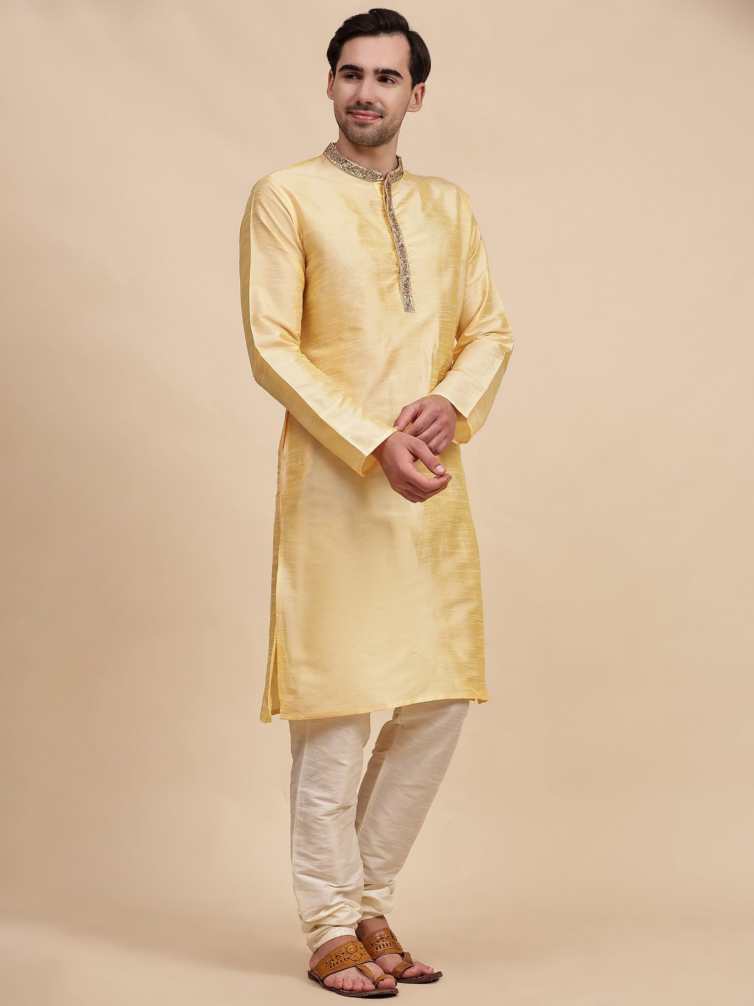 SKAVIJ Men's Tunic Art Silk Kurta Pajama Set - Elegant Wedding & Party Outfit for Festive Occasions | Perfect for Indian Weddings, Diwali Celebrations & Cultural Events
