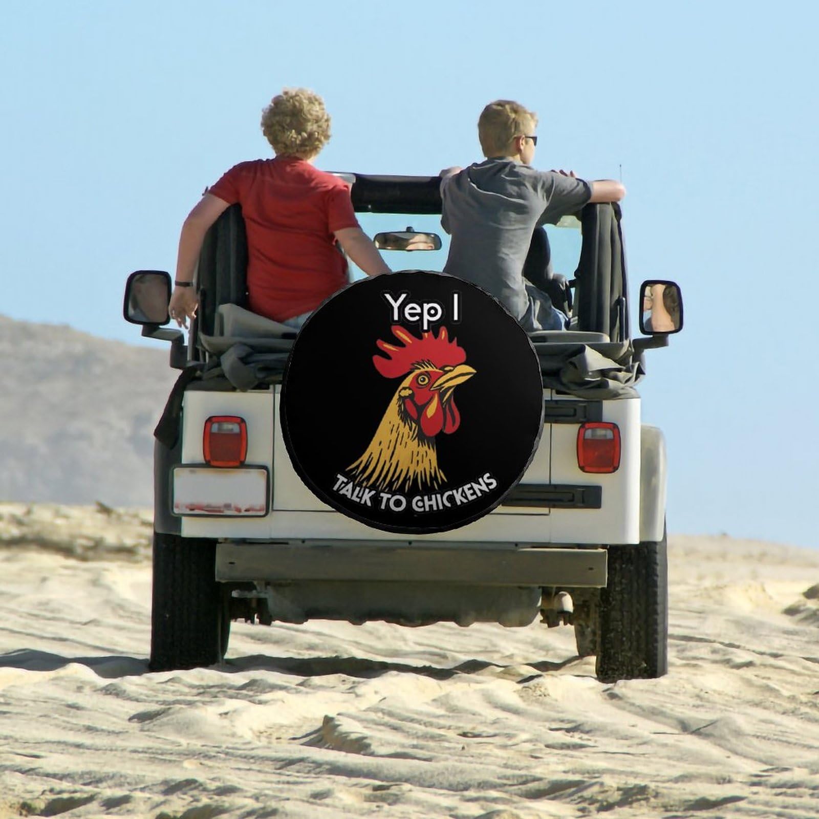 Funny Chicken Talking Spare Tire Cover - Universal Fit for 24-36 Inch Wheels - Durable Wheel Protector for RV, Jeep & Travel Adventures
