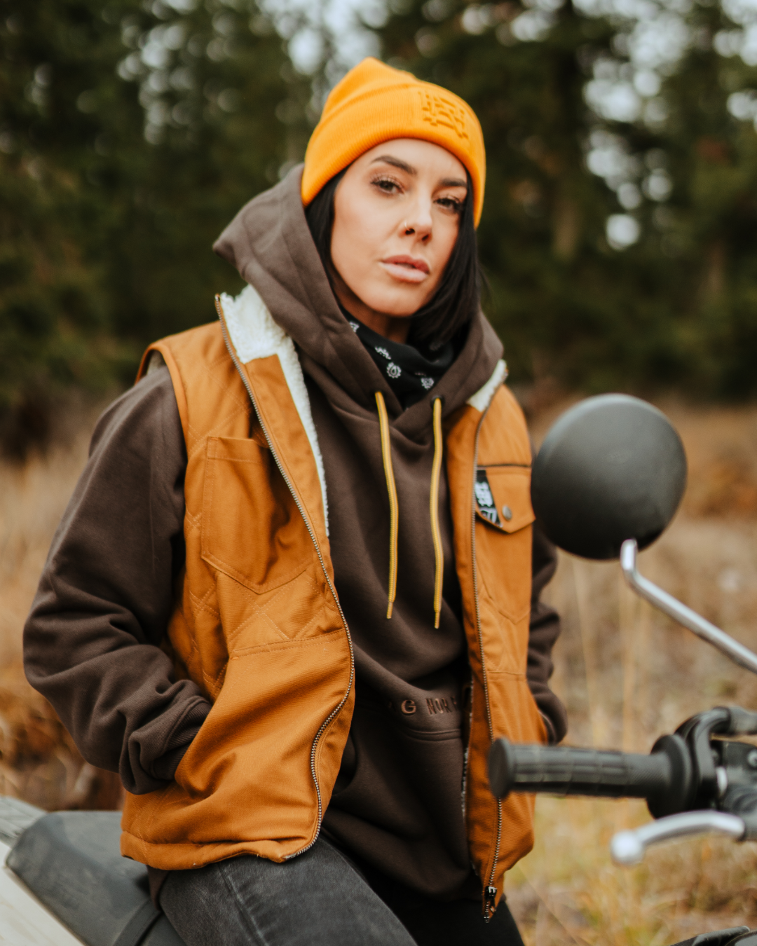 Embroidered Orange Beanie for Men & Women - Soft Winter Knit Hat for Outdoor Activities, Hiking, and Casual Wear