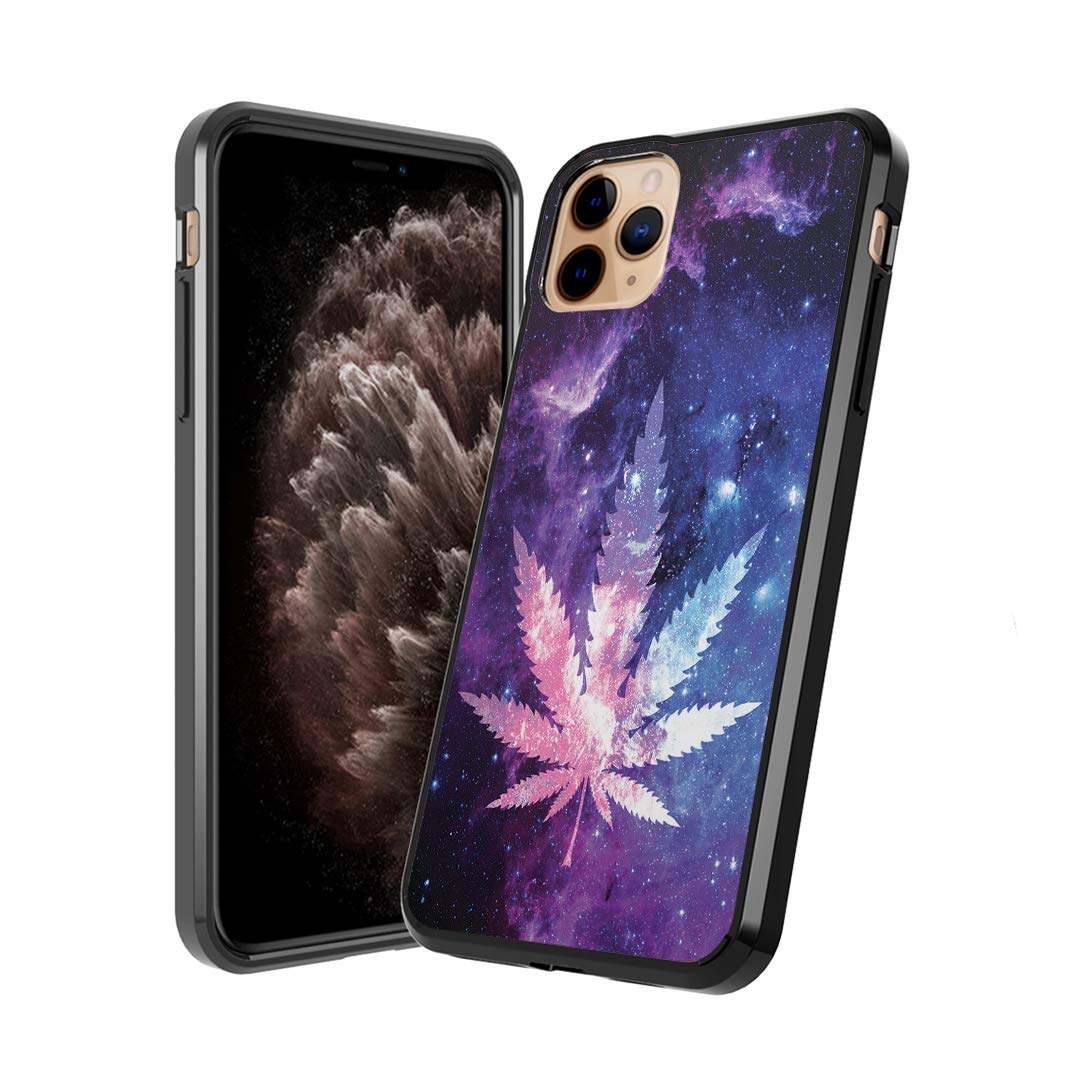 Moriko Cute Fusion Gel Case for iPhone 11 Pro - Anti-Scratch Slim Soft Grip Protective Cover (5.8 Inch, Space Leaf Purple) | Perfect for Everyday Use & Gift Giving