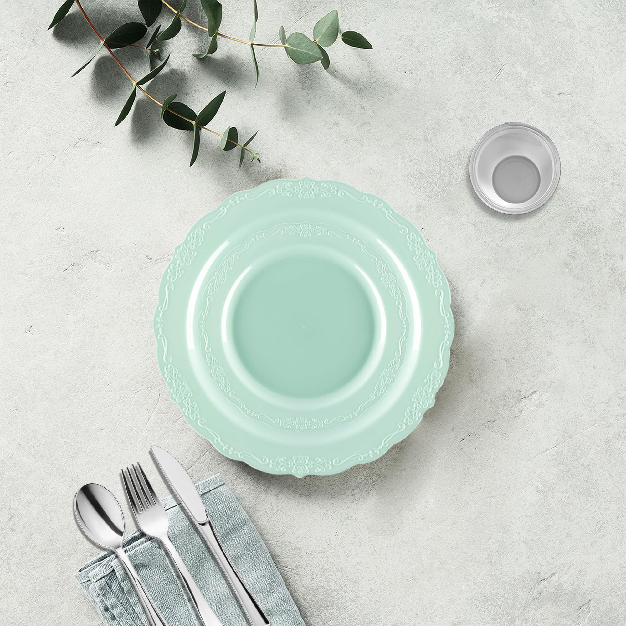 Smarty Had A Party 360-Piece Turquoise Plastic Dinnerware Set for 60 Guests - Includes Plates, Silverware & Clear Cups | Disposable Tableware for Weddings, Parties, Events & Outdoor Gatherings