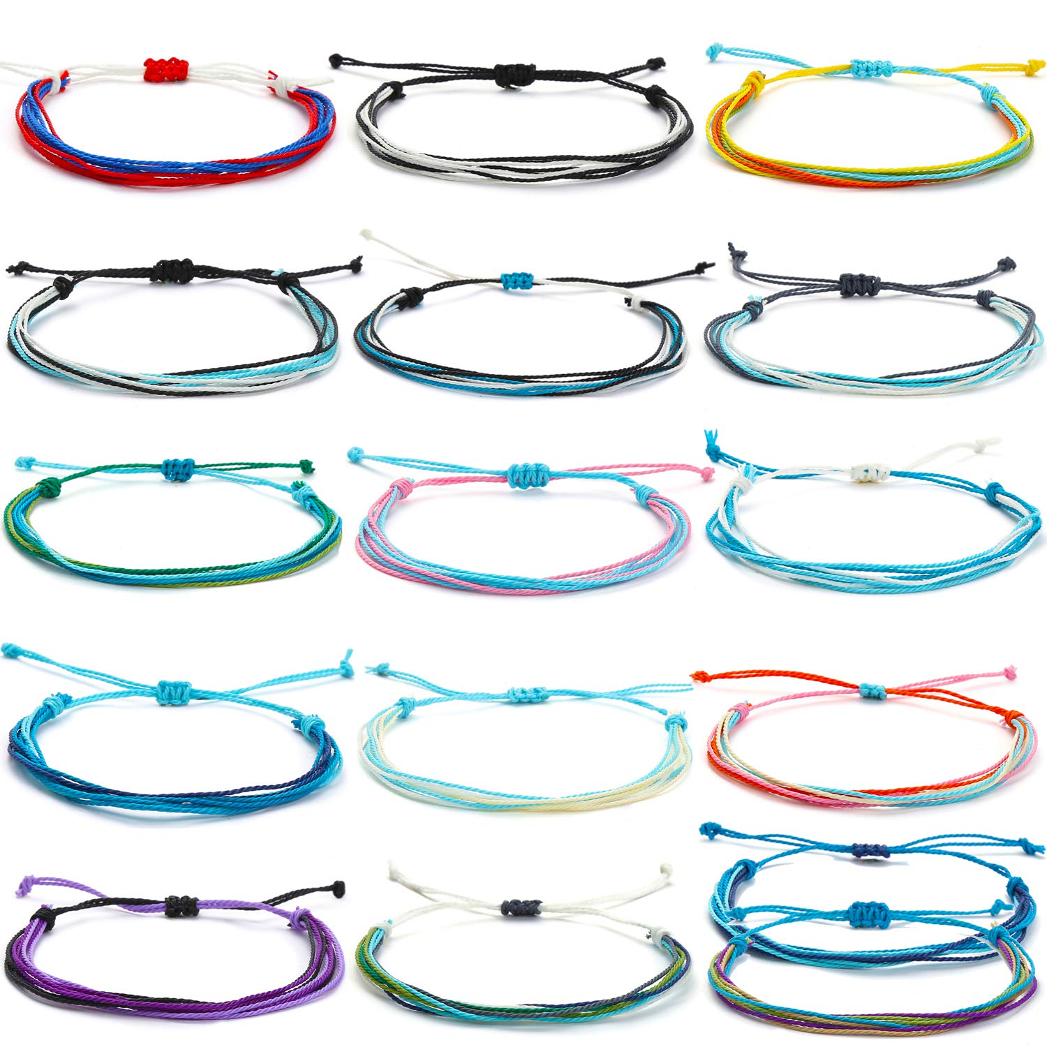 Starain Adjustable Braided Surf Bracelets for Women - Waterproof Boho Handmade Wave String Bracelet Set - Perfect for Beach, Surfing, Yoga & Summer Fashion Accessories