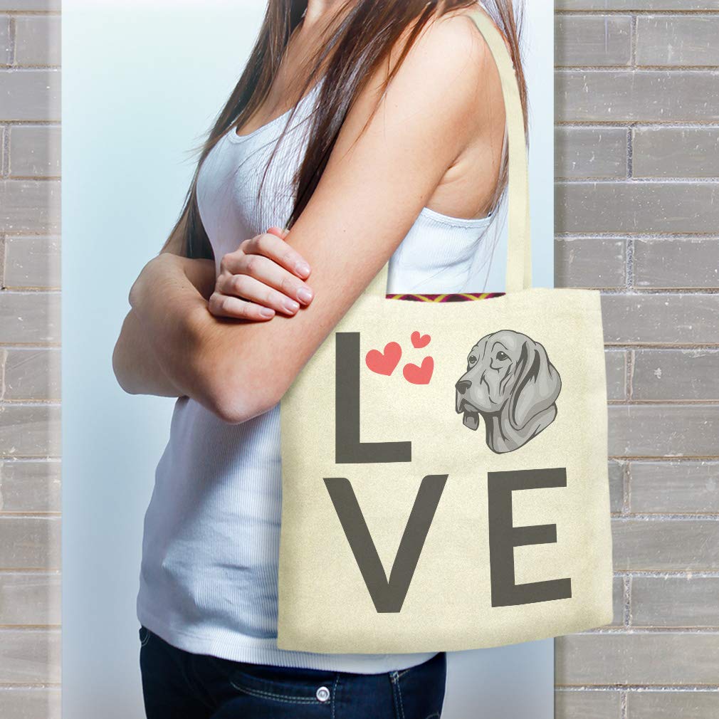 Custom Printed Weimaraner Dog Love Hearts Canvas Tote Bag - Reusable Shopping & Beach Bag for Women - Perfect for Groceries, Travel, and Outdoor Activities