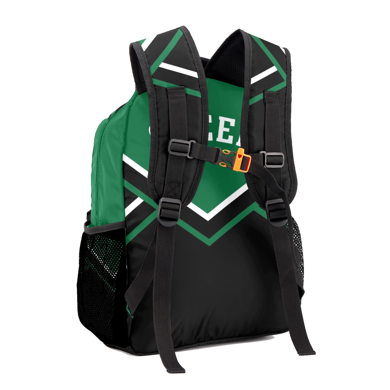 Waterproof Green Cheerleader Backpack with Custom Name Text - Unisex Sports Bag for Women & Men - Perfect for Cheerleading, School, Gym & Travel