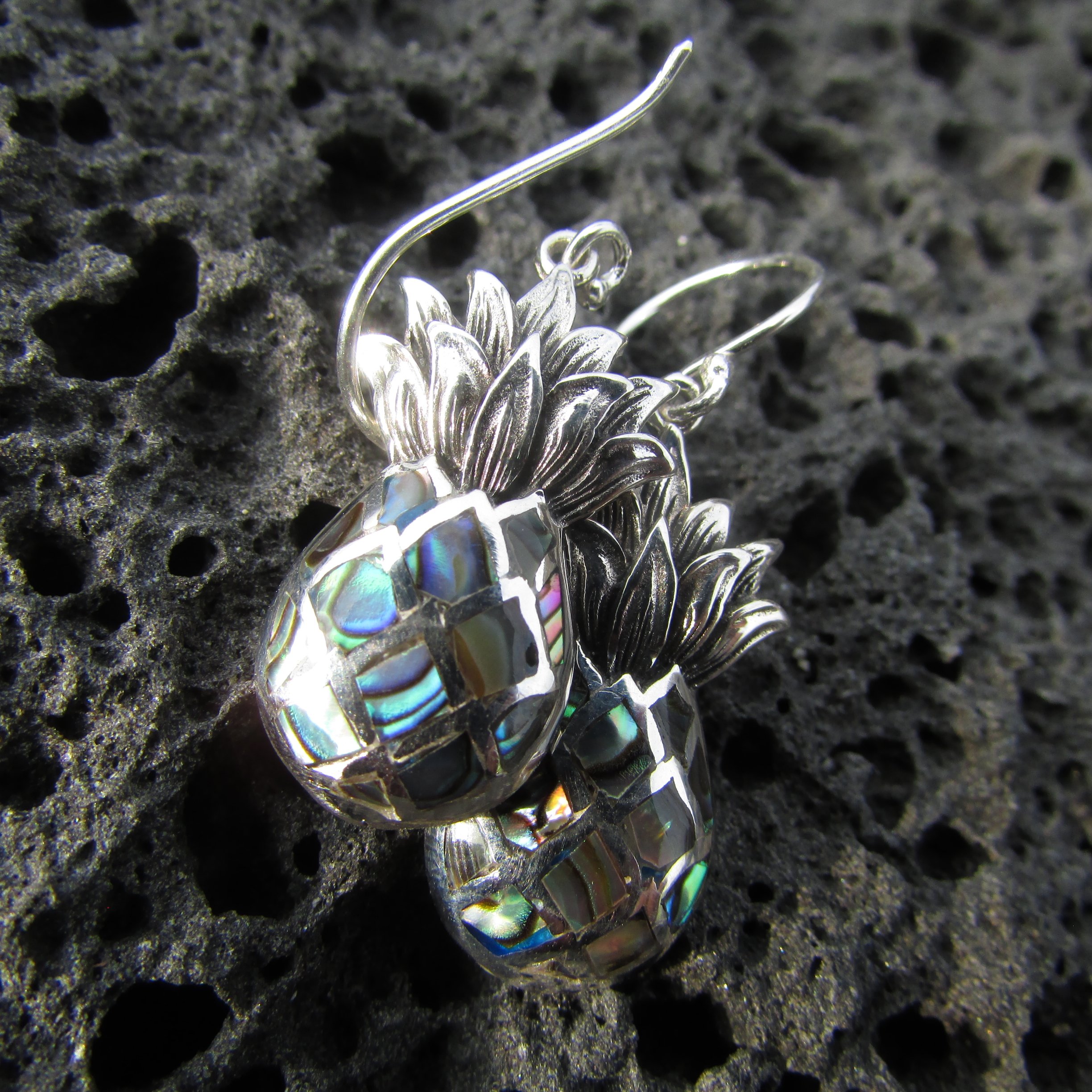 Stylish Pineapple Earrings - Sterling Silver with Abalone Shell Inlay | Perfect for Summer, Beach Vacations & Tropical-Themed Parties