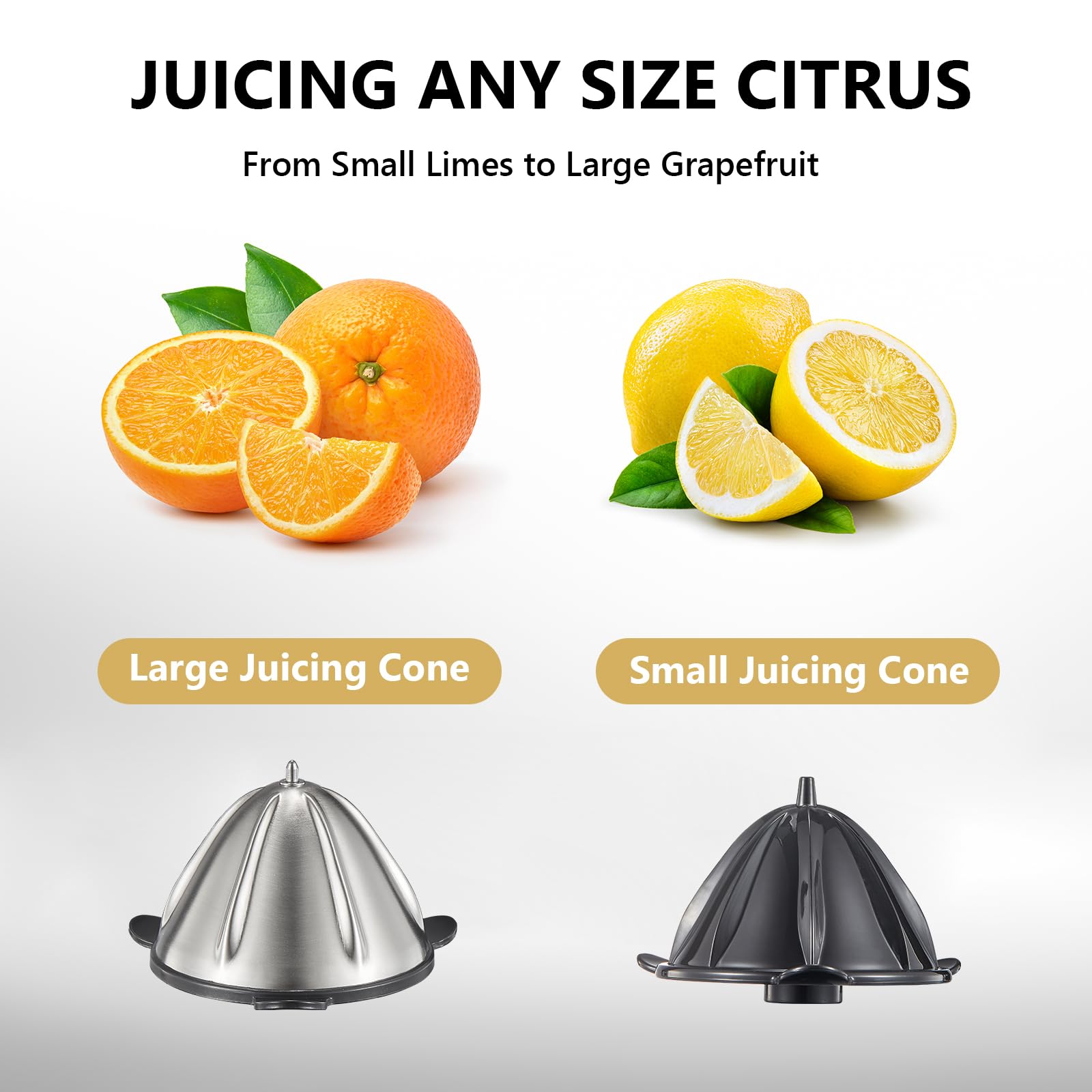 Qcen 500W High-Power Electric Juicer Machine - Black Citrus Juicer Squeezer Bundle for Fresh Orange, Lemon & Grapefruit Juice - Perfect for Home, Restaurant & Healthy Breakfast