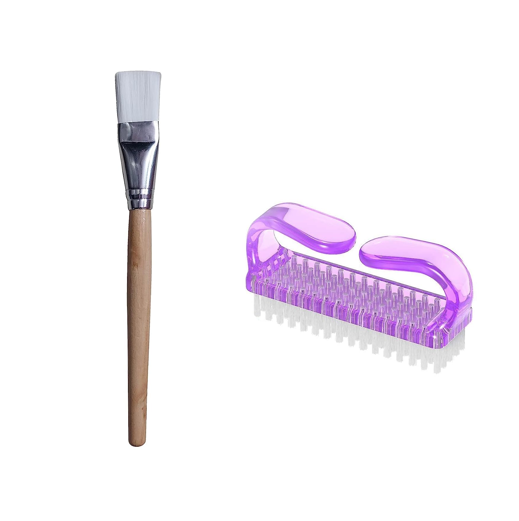 ZAUKY 1PCS Premium Nail Brush & Facial Mask Applicator Brush Set - Durable Handle Nail Cleaner & Face Skincare Tool for Home Spa, Manicure & Beauty Routine (Multicolor Combo Pack) - Perfect for At-Home Nail Care & Facial Treatments