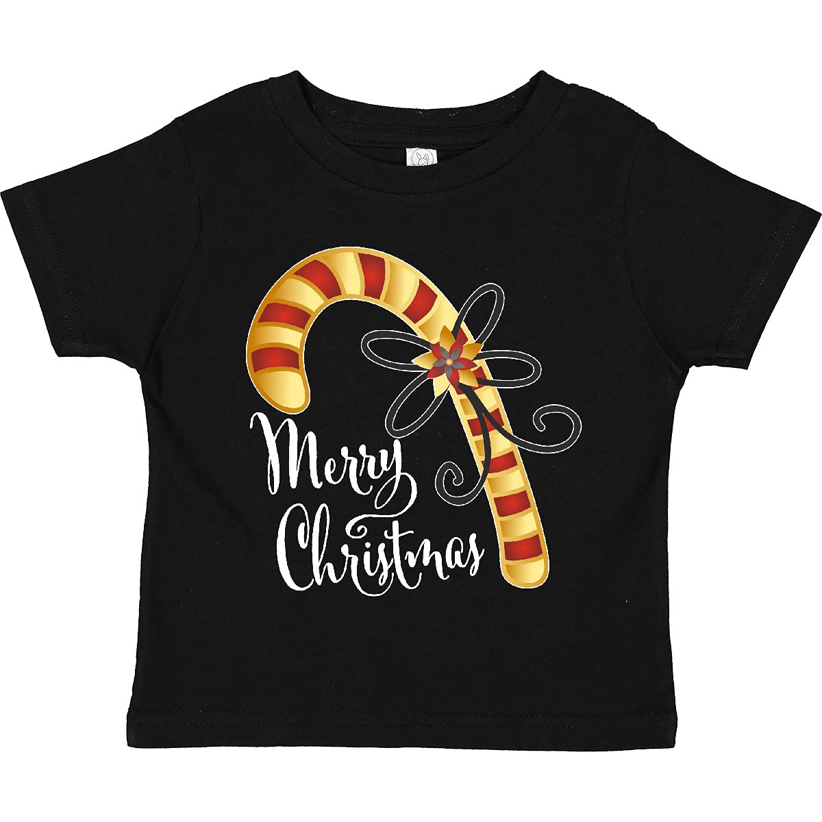 Inktastic Merry Christmas Red and Gold Candy Cane Toddler T-Shirt - Festive Holiday Outfit for Kids & Toddlers - Perfect for Christmas Parties, Family Photos & Holiday Gifts