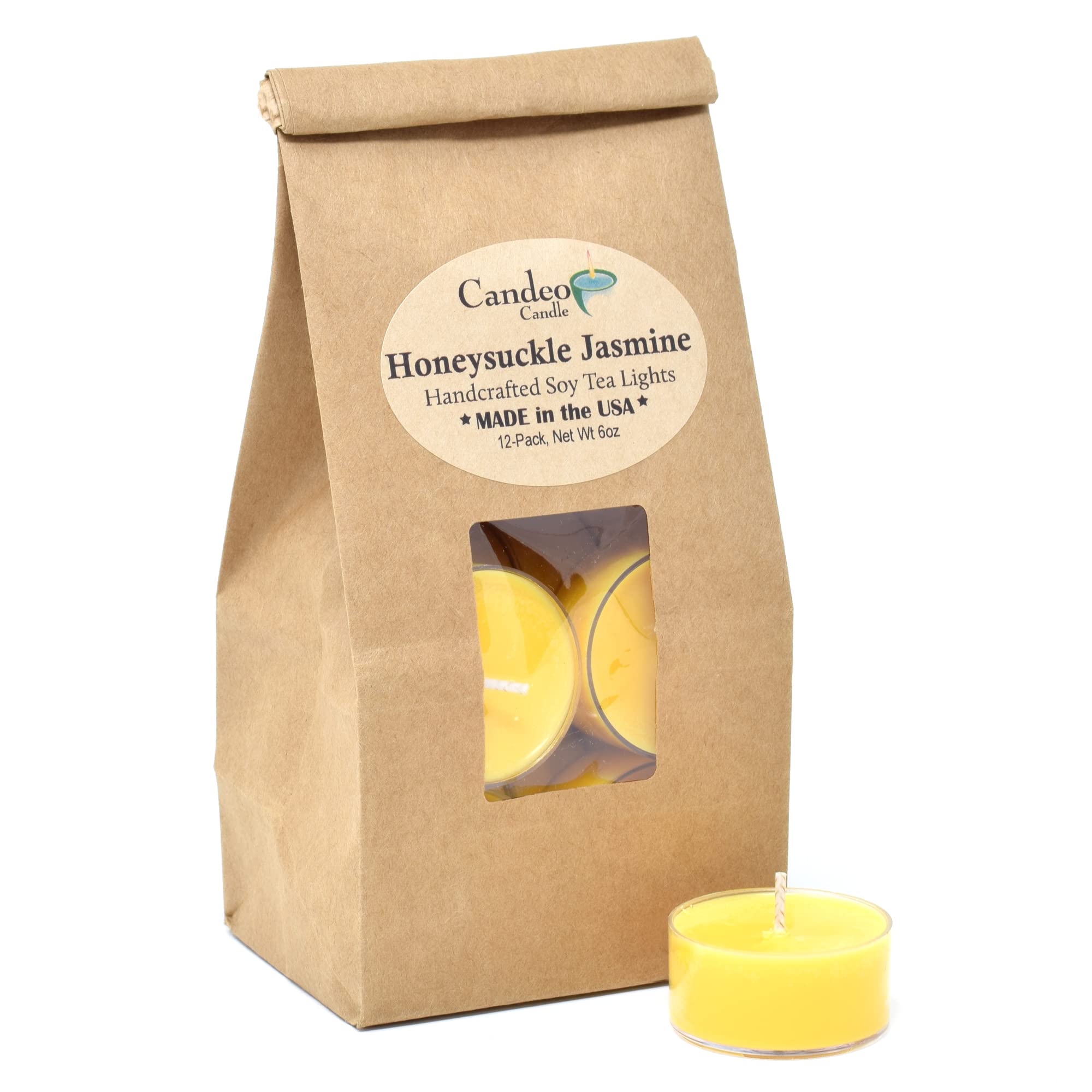 Honeysuckle Jasmine Scented Soy Beeswax Tealight Candles - 12 Pack Handmade in USA | Floral Spring Aromatherapy Candles for Relaxation, Meditation & Home Decor