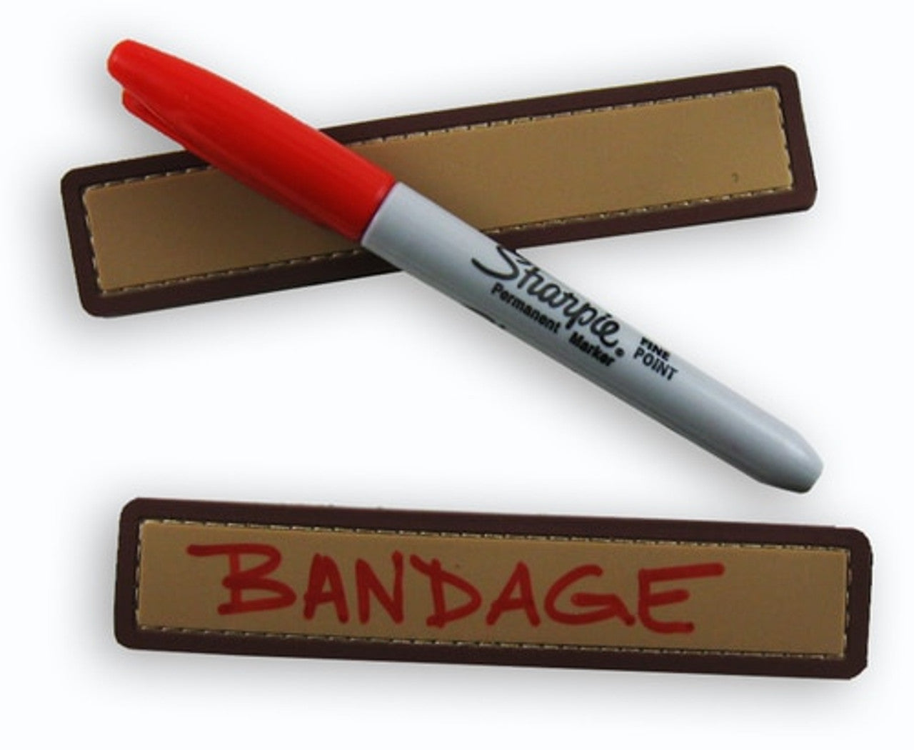 Customizable Blank PVC Name Tape with Tan Background & Brown Border - Perfect for Clothing Labels, School Uniforms, and Luggage Tags