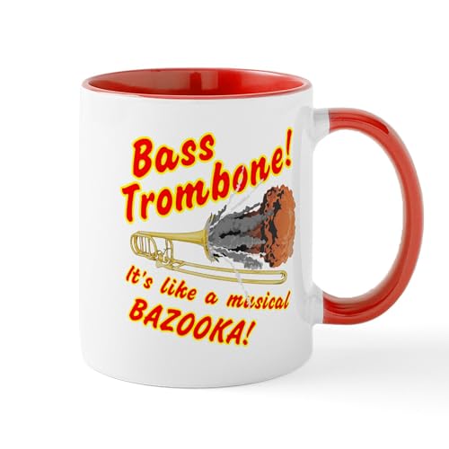 White/Red Inside - Bass Trombone Musical Bazooka Mugs