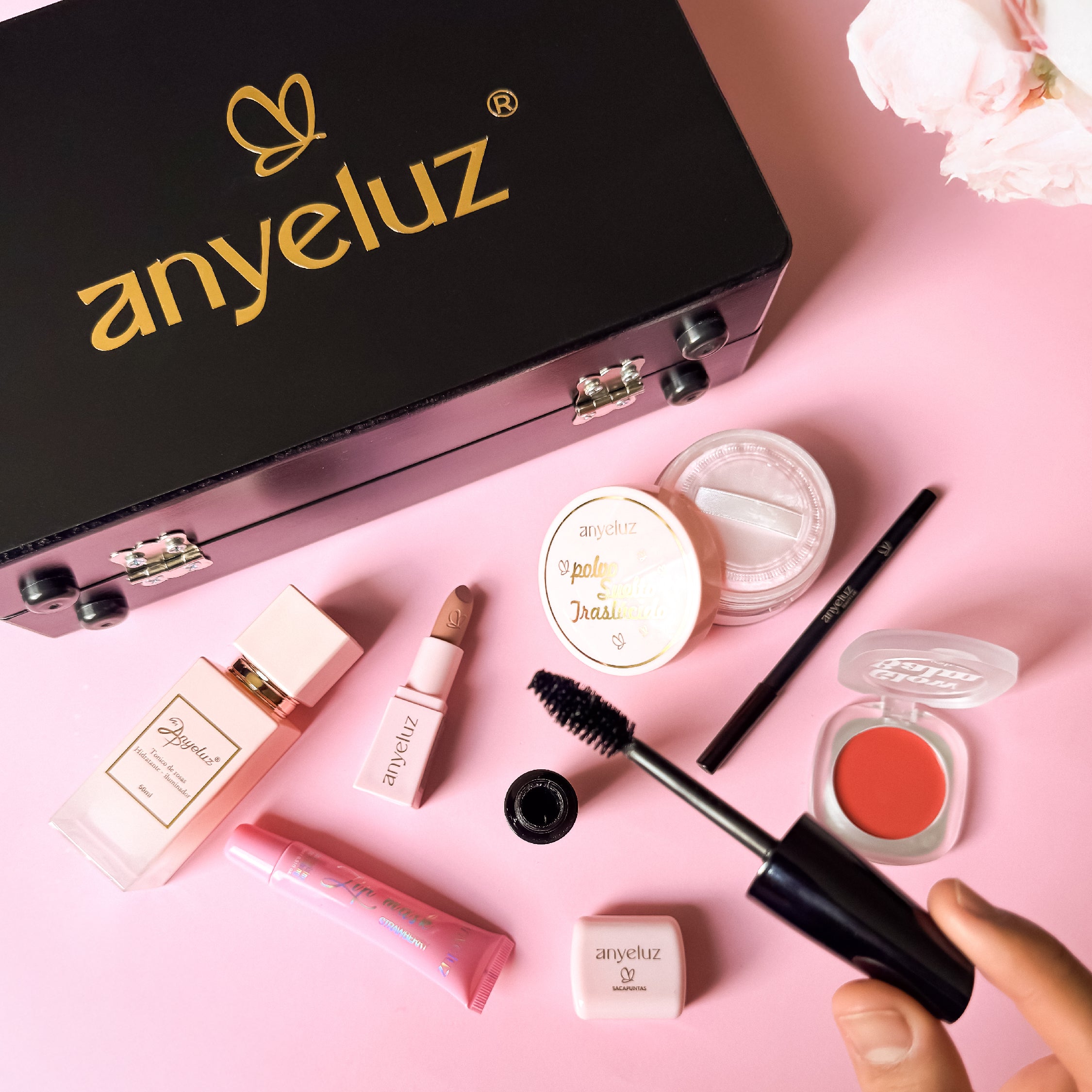 ANYELUZ Professional Makeup Case - Travel Cosmetic Organizer with Mirror & Brush Holder - Perfect for Makeup Artists, Travel & Home Storage