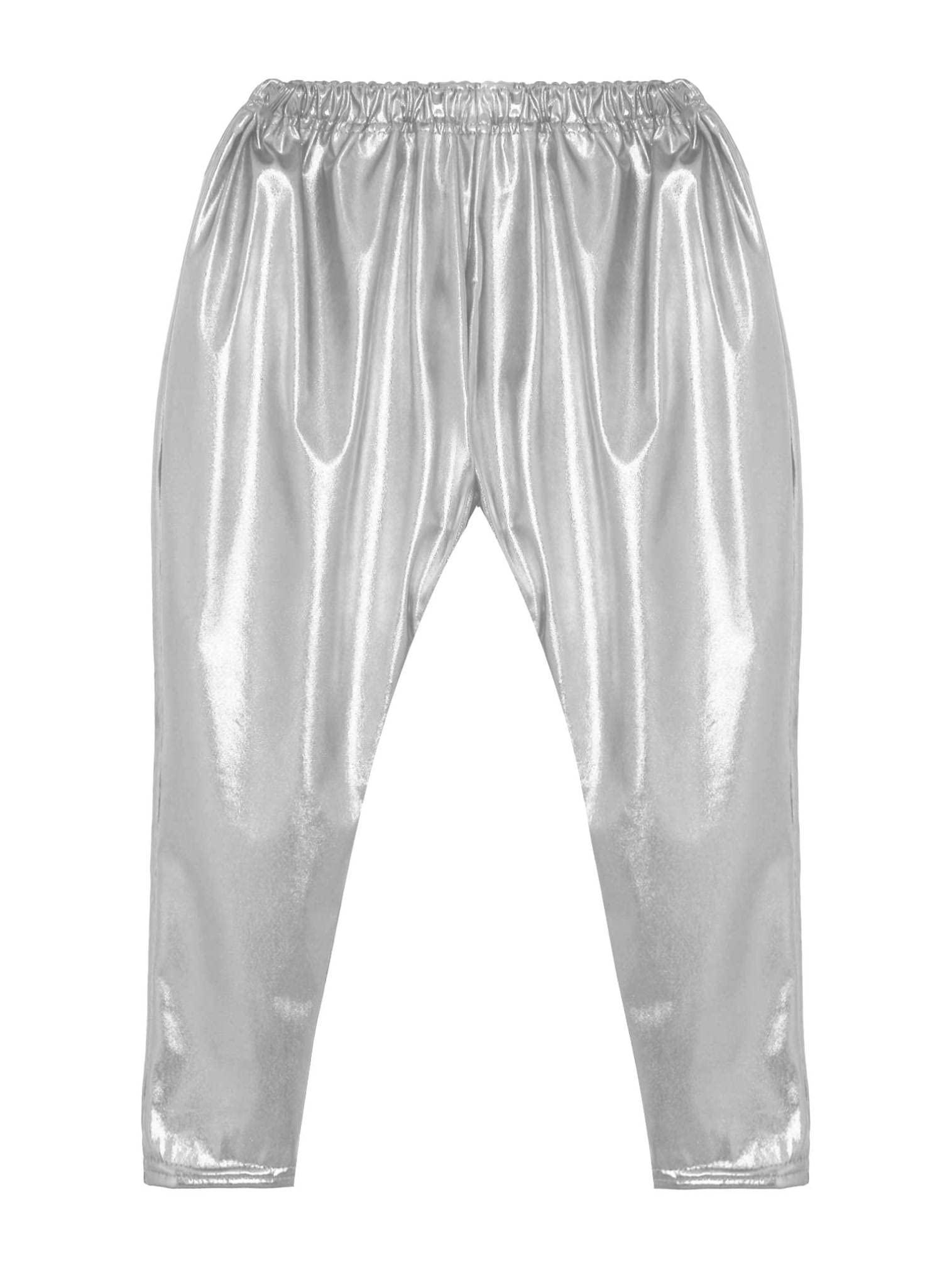 Shiny Metallic Dance Harem Pants for Girls & Boys - Stretchy Jazz Hip Hop Latin Ballet Leggings - Perfect for Dance Classes, Performances & Costumes