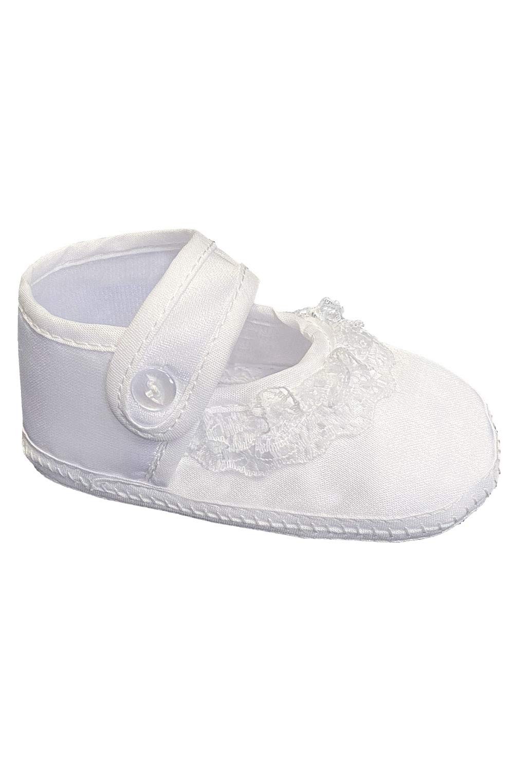 White Baby Christening Shoes for Girls - Soft Newborn Baptism Booties & First Communion Shoes - Perfect for Christenings, Baptisms, and Special Occasions