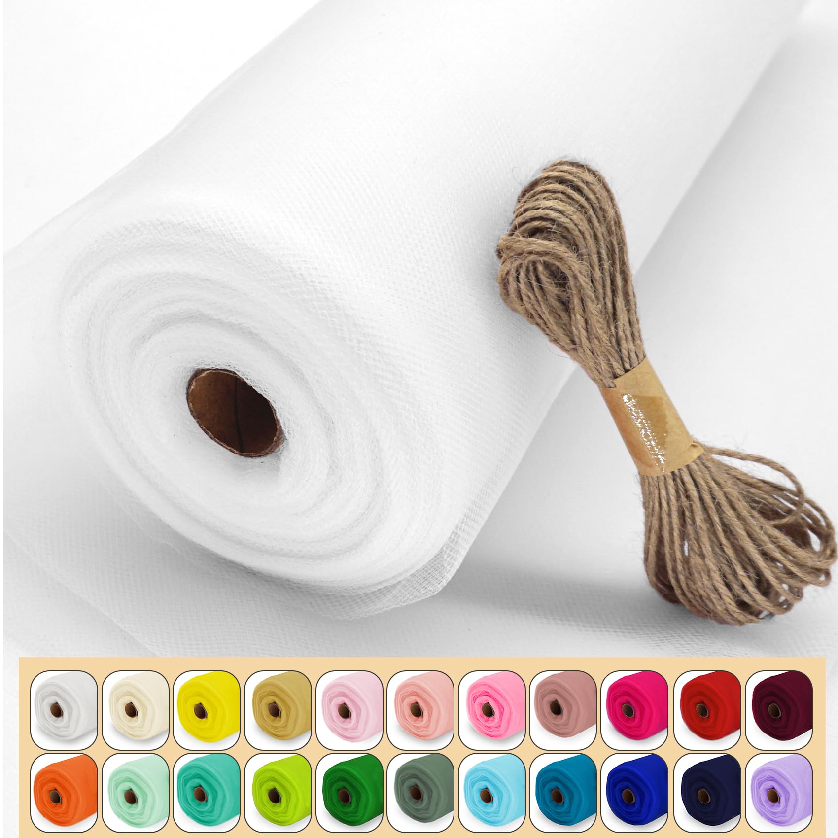 Premium White Tulle Fabric Roll - 54