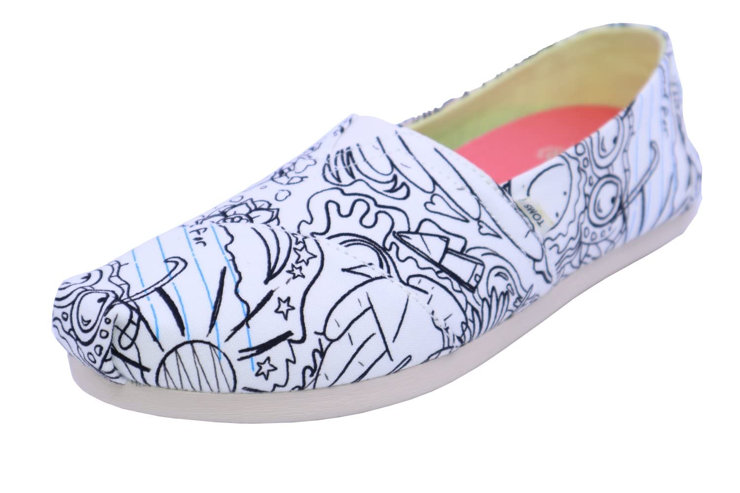 TOMS Women's Alpargata Memory Foam Slip-On Loafers - Comfortable Casual Shoes for Women, Size 7.5 Medium (B,M) in Black & White - Perfect for Walking, Travel & Everyday Wear