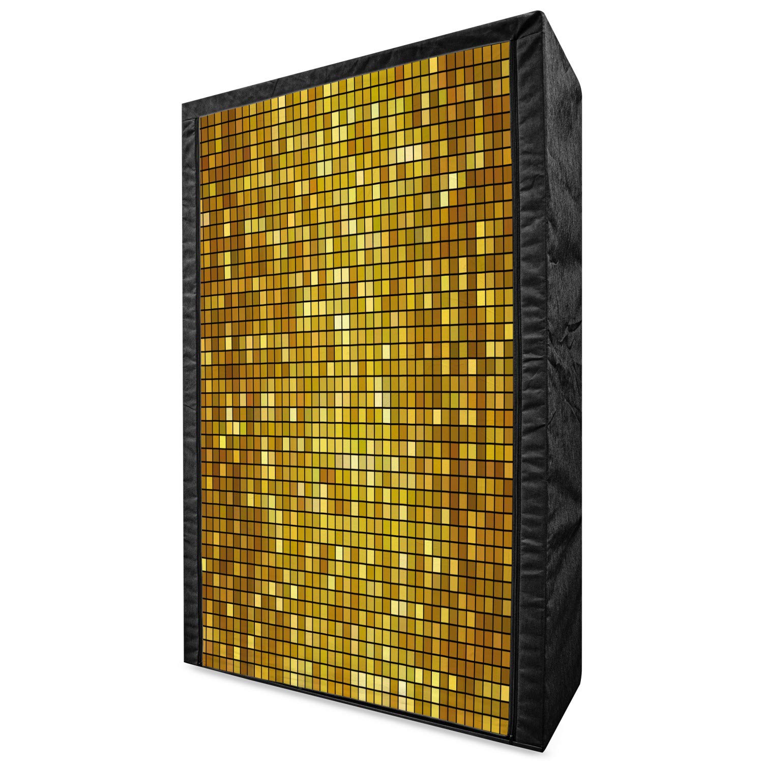 Ambesonne Geometric Portable Fabric Wardrobe - Ombre Mosaic Square Design Clothing Organizer with Shelves, 42.5 Inch Storage Closet for Bedroom, Closet, Dorm Room - Marigold Yellow