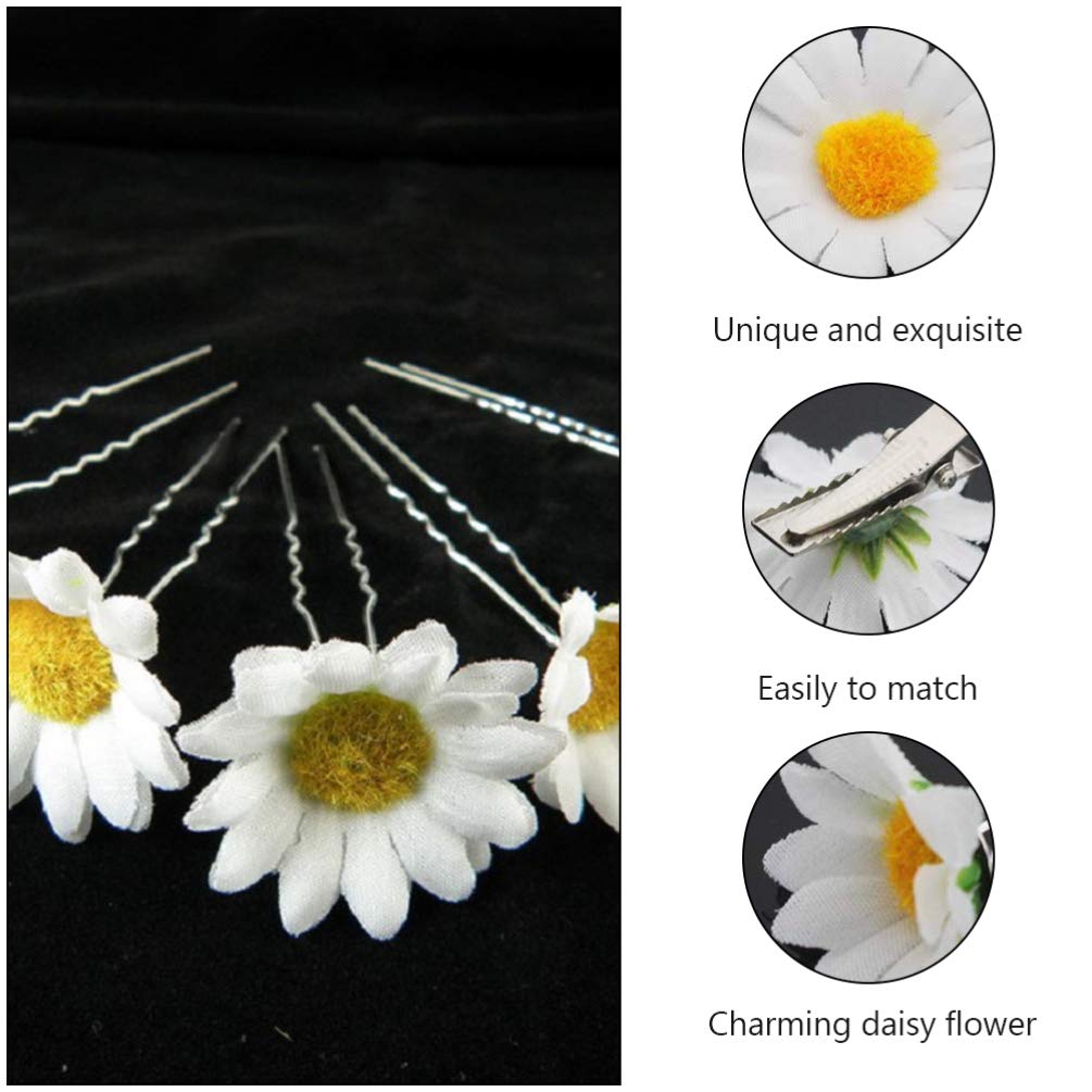 20pcs Daisy Hair Clips for Wedding Brides - Elegant Hair Combs, Hair Forks & Side Clamps - Women's Bridal Hair Accessories & Hair Ornaments - Perfect for Weddings, Proms & Special Occasions